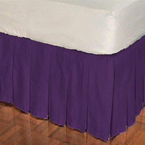 Premium 500 TC Egyptian Cotton Unisex Nursery Baby Bedding Set - Mini Crib Multi-Pleated Skirt with Solid Pattern (Purple) | Soft & Breathable for Newborns, Infants & Toddlers | Perfect for Daycare, Home Nursery & Travel Cribs