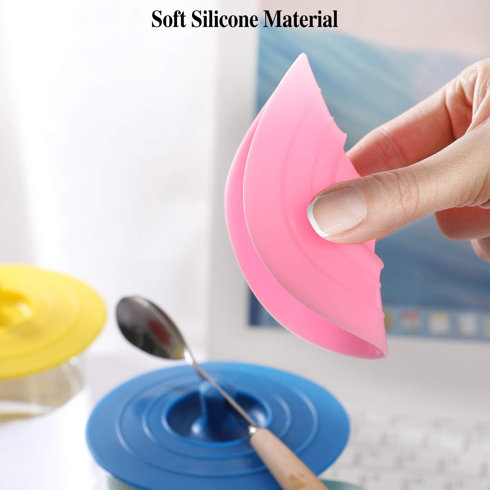 Silicone Cup Covers Set of 4 - Reusable Multicolor Silicone Lids for Mugs, Tea Pots & Coffee Cups - Flexible Hot Drink Lids - Perfect for Coffee, Tea, Travel & Home Use