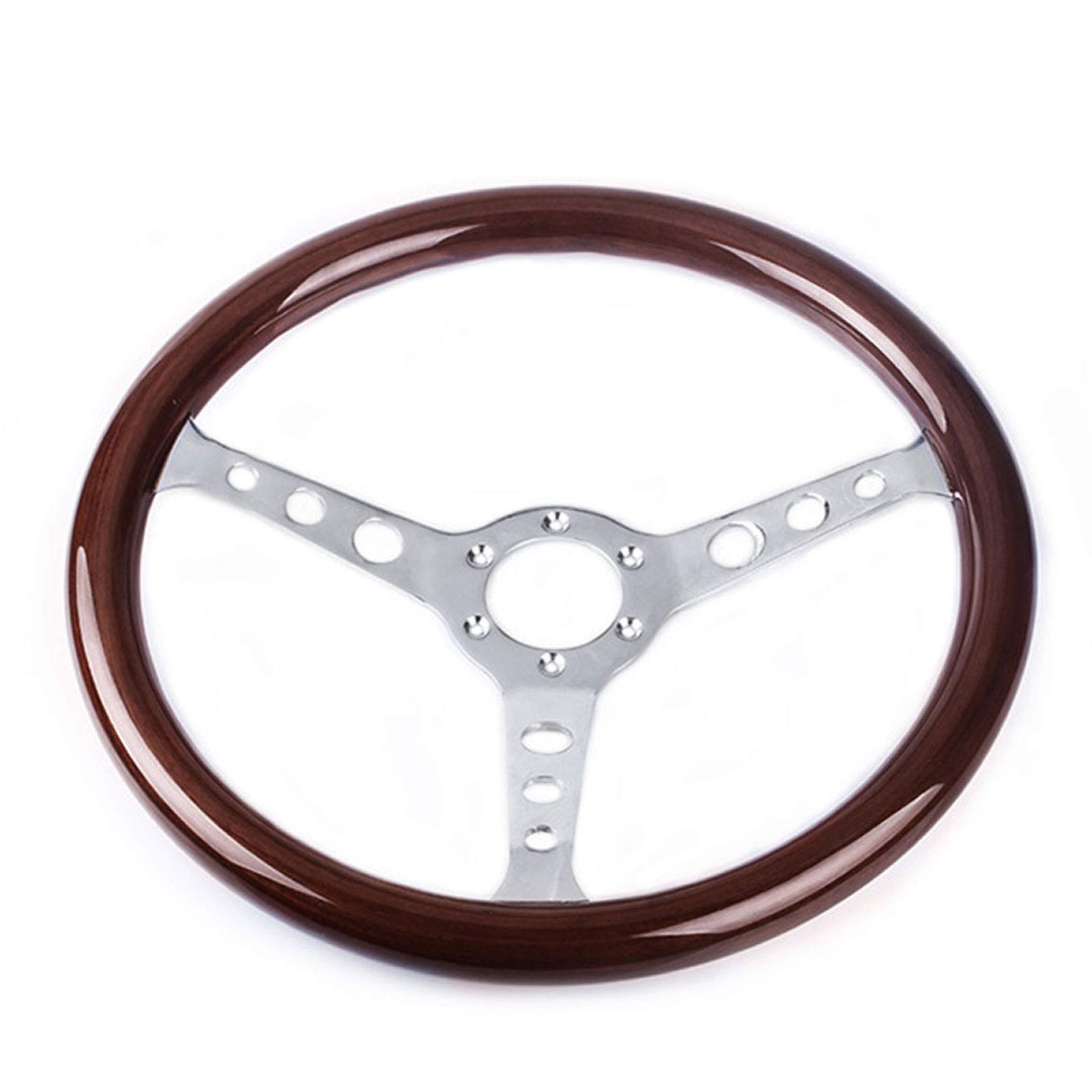 RASTP 15 Inch 380mm Classic Wood Grain Steering Wheel with Quick Release - Wood Trim Interior (No Horn Button) | Perfect for Vintage Car Restorations & Racing Simulators