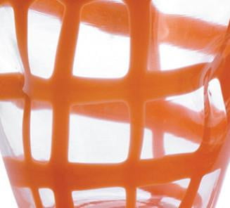 Aria Glasses - Set of 6 Orange Grid Drinking Glasses for Cocktails, Juice & Iced Tea | Perfect for Parties, Restaurants & Home Bar Use