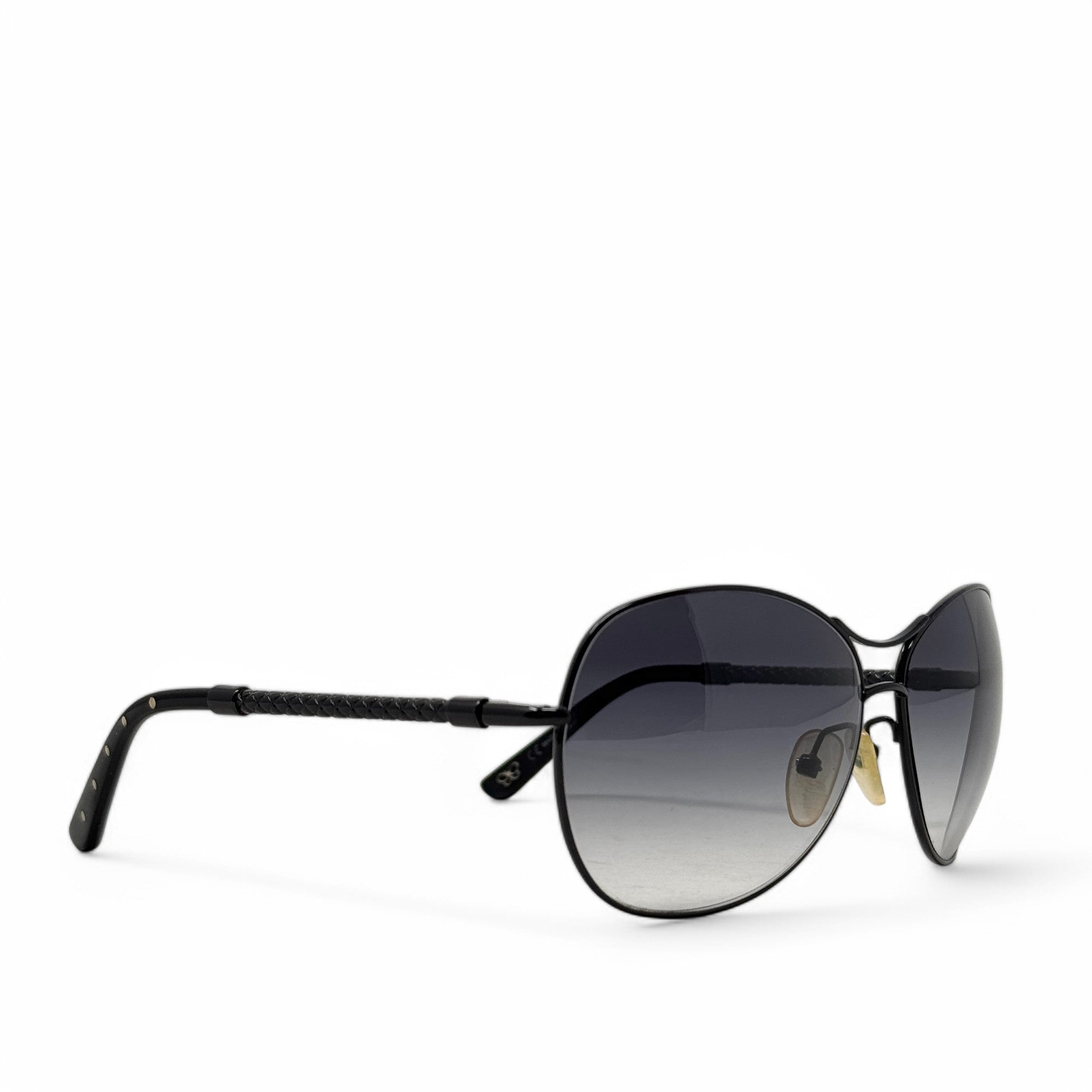 Bottega Veneta Black Aviator Gradient Sunglasses for Men & Women - UV Protection Polarized Lenses - Luxury Fashion Shades for Driving, Travel & Outdoor Activities
