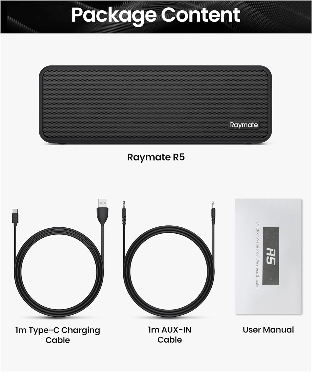 Raymate Bluetooth Speaker 20W IPX7 Waterproof Wireless Speaker with Bluetooth 5.0 | HiFi Stereo Sound & 16H Playtime | Portable Outdoor Speaker for Beach, Pool Party, Camping, Hiking & Home Use