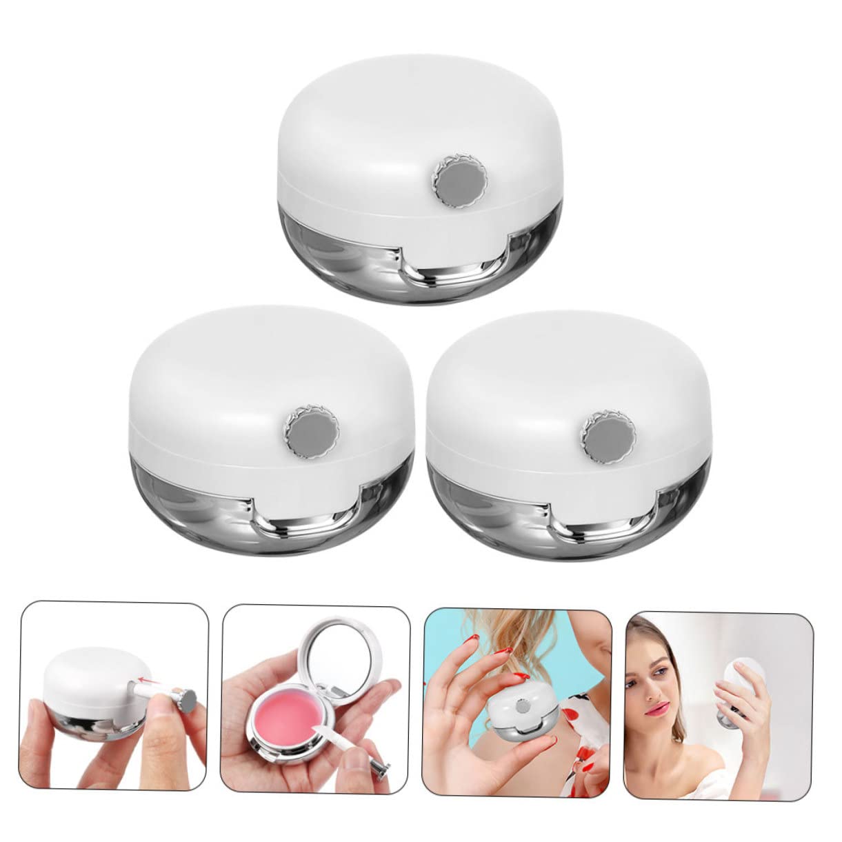 BIUDECO 3-Piece Mini Sample Jars with Lids - Portable Cosmetic Storage Containers for Travel, Makeup, Skincare & DIY Samples