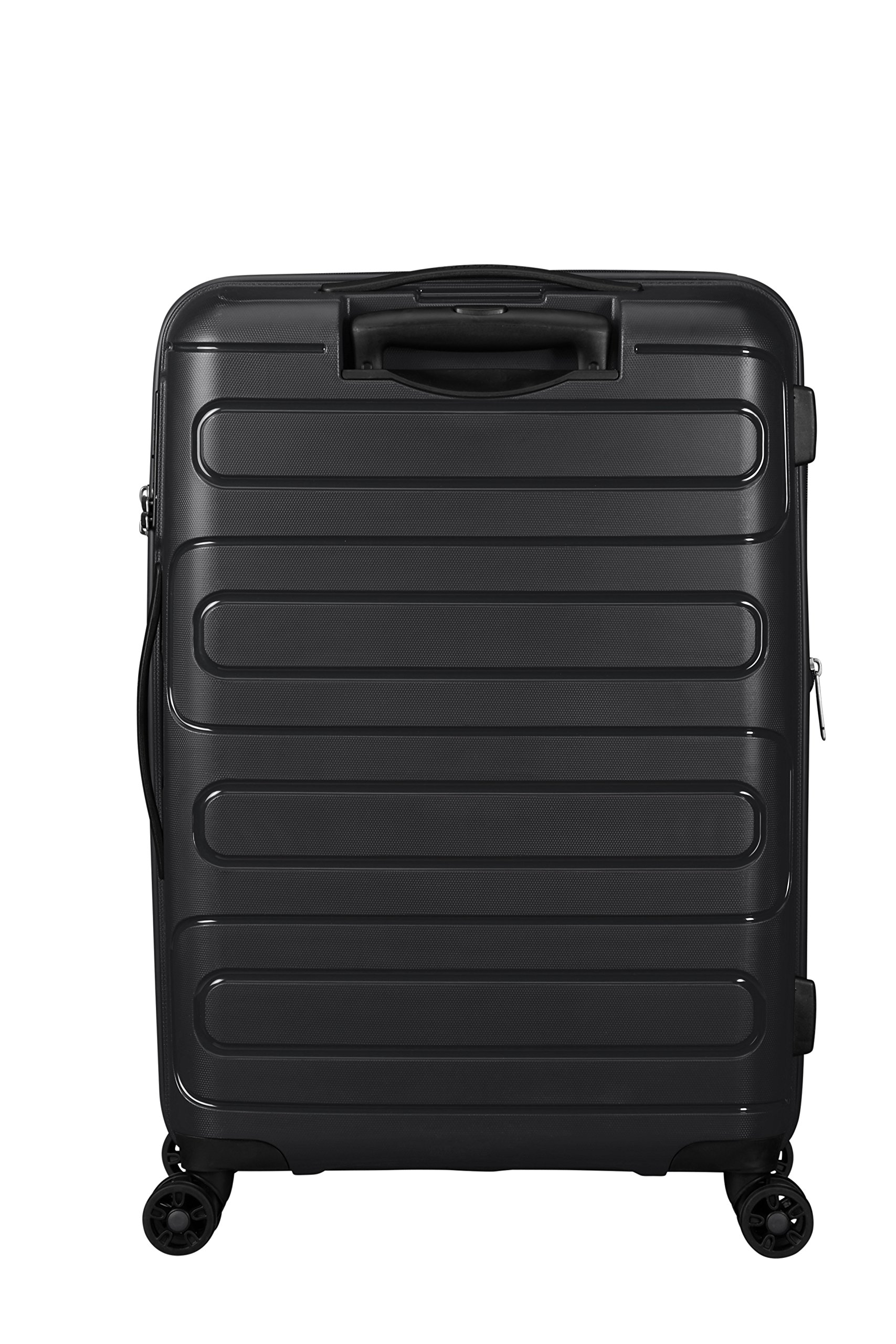 American Tourister Black Spinner Luggage 67.5cm-83.5L Carry-On Suitcase with 360° Wheels for Business Travel & Weekend Getaways