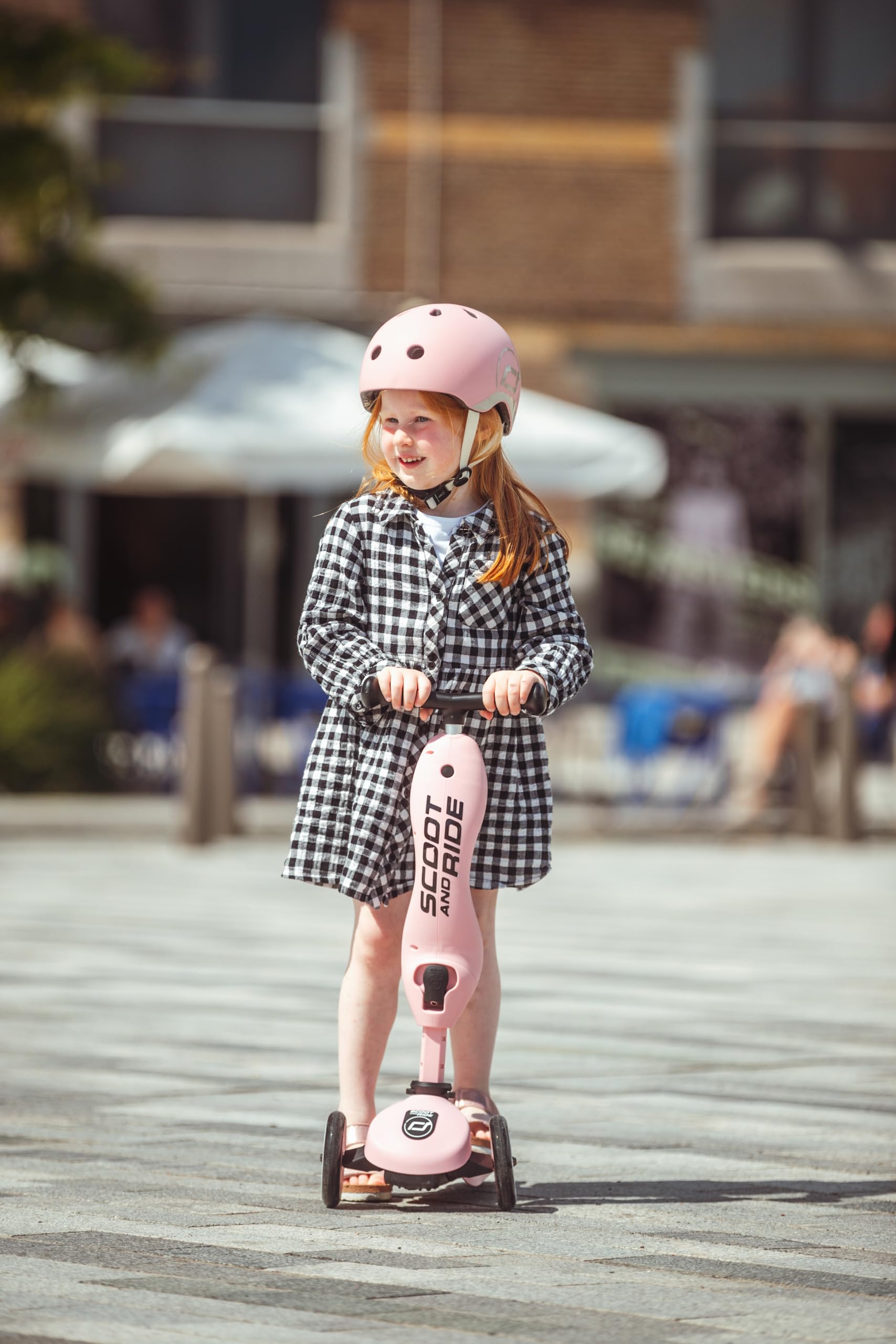Scoot & Ride Highwaykick 1 2-in-1 Ride-On & Stand Scooter for Toddlers Ages 1-5 | Convertible Kids Scooter with Adjustable Handle | Rose Pink | Perfect for Indoor Play, Outdoor Park Adventures & Learning Balance