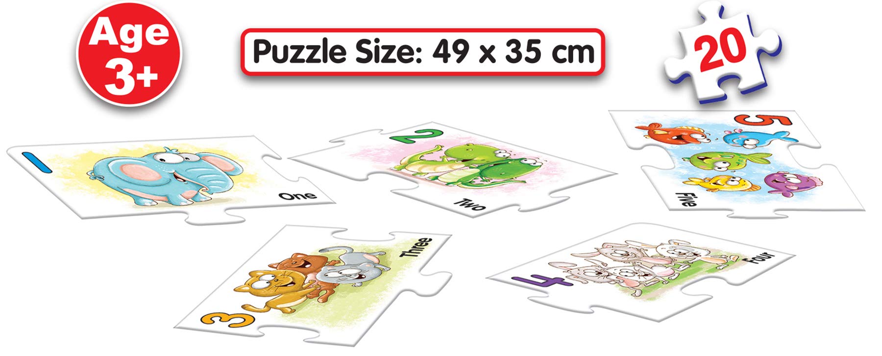Educational Number Floor Jigsaw Puzzles for Kids Ages 3-7 | Fun Learning Toys for Brain Development, Focus & Memory | 20-Piece Puzzle Set with Numbers & Images | Perfect Gift for Boys & Girls | Ideal for Preschool Learning, Playroom Activities & Family Game Night
