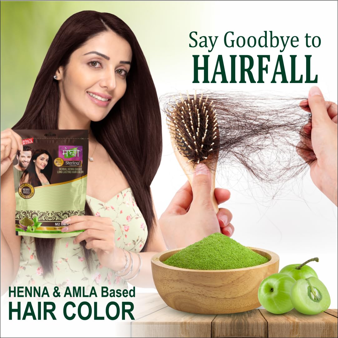 Natural Henna Hair Dye for Women - Sterling Naturals Ammonia-Free & Chemical-Free Dark Brown Hair Color (Pack of 12) | Safe Herbal Hair Coloring for Gray Coverage & Conditioning at Home