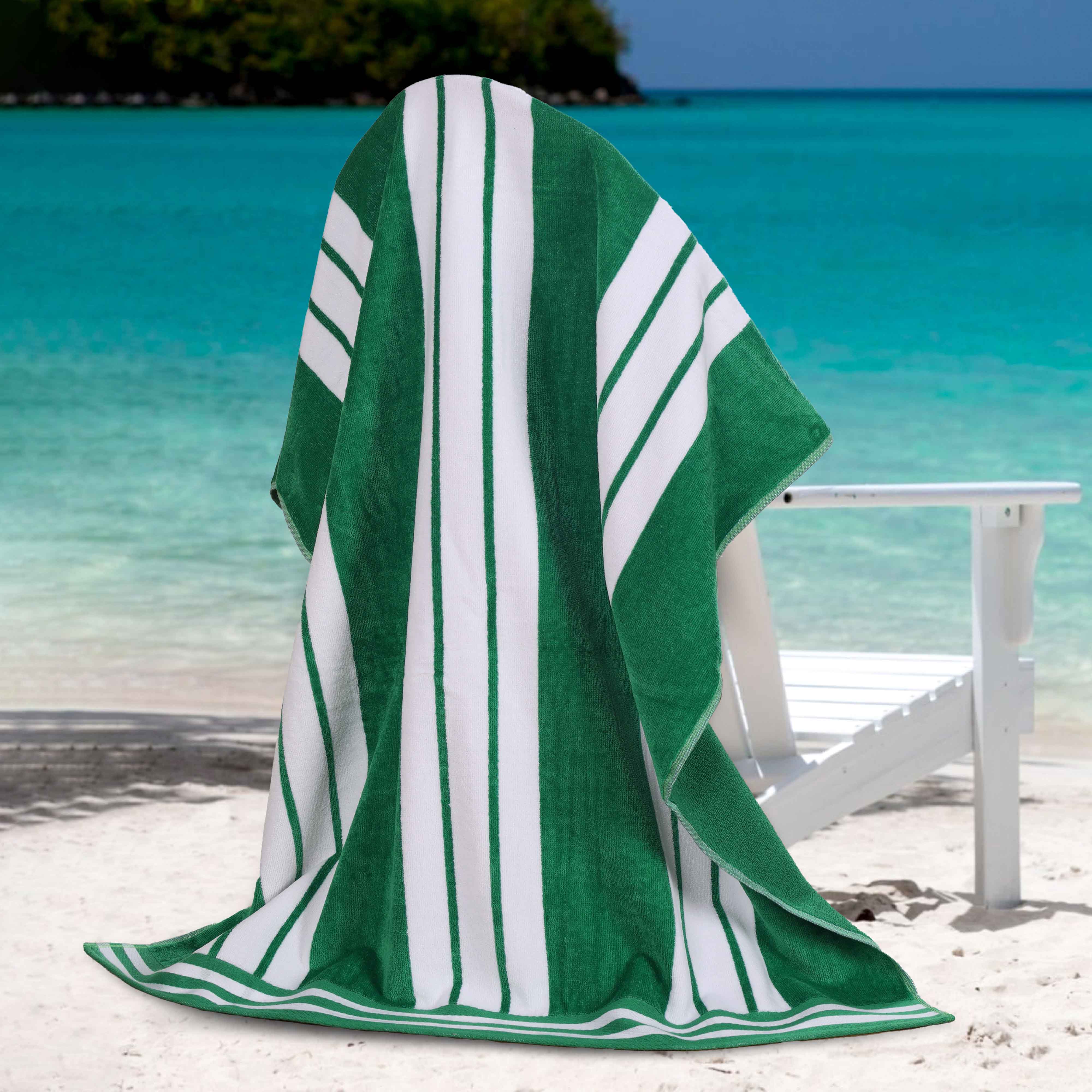 Premium Cabana Stripe Oversized Cotton Beach Towel Set (2/4/6 Pack) - Soft Quick-Dry Bath Towels for Pool, Beach, Yoga & Travel