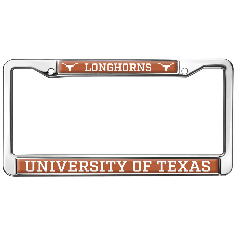 Texas Longhorns Full Size Standard License Plate Frame - Durable Metal Car Accessory for UT Fans, Alumni & Supporters - Perfect for Game Days, Tailgating & Showing School Spirit