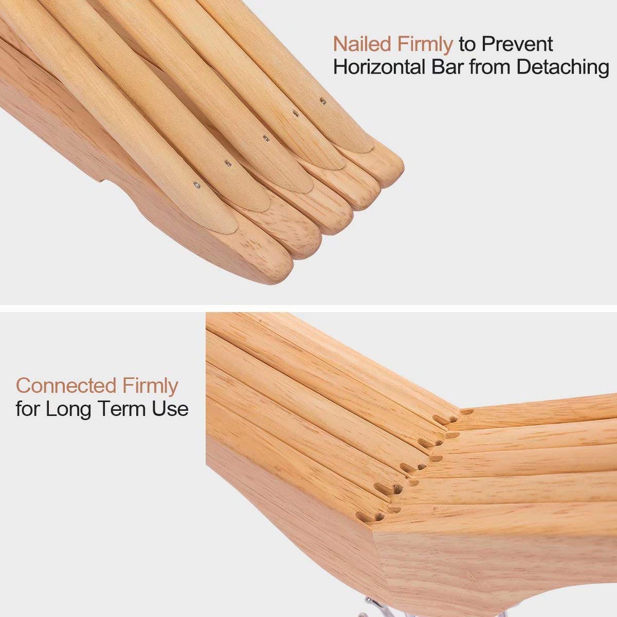 ELONG HOME 20 Pack Solid Wooden Hangers for Shirts, Coats & Jackets - Premium Wood Suit Hangers with Smooth Finish, Precise Notches & Chrome Swivel Hook - Ideal for Closet Organization, Wardrobe Storage & Garment Protection (Natural Wood)
