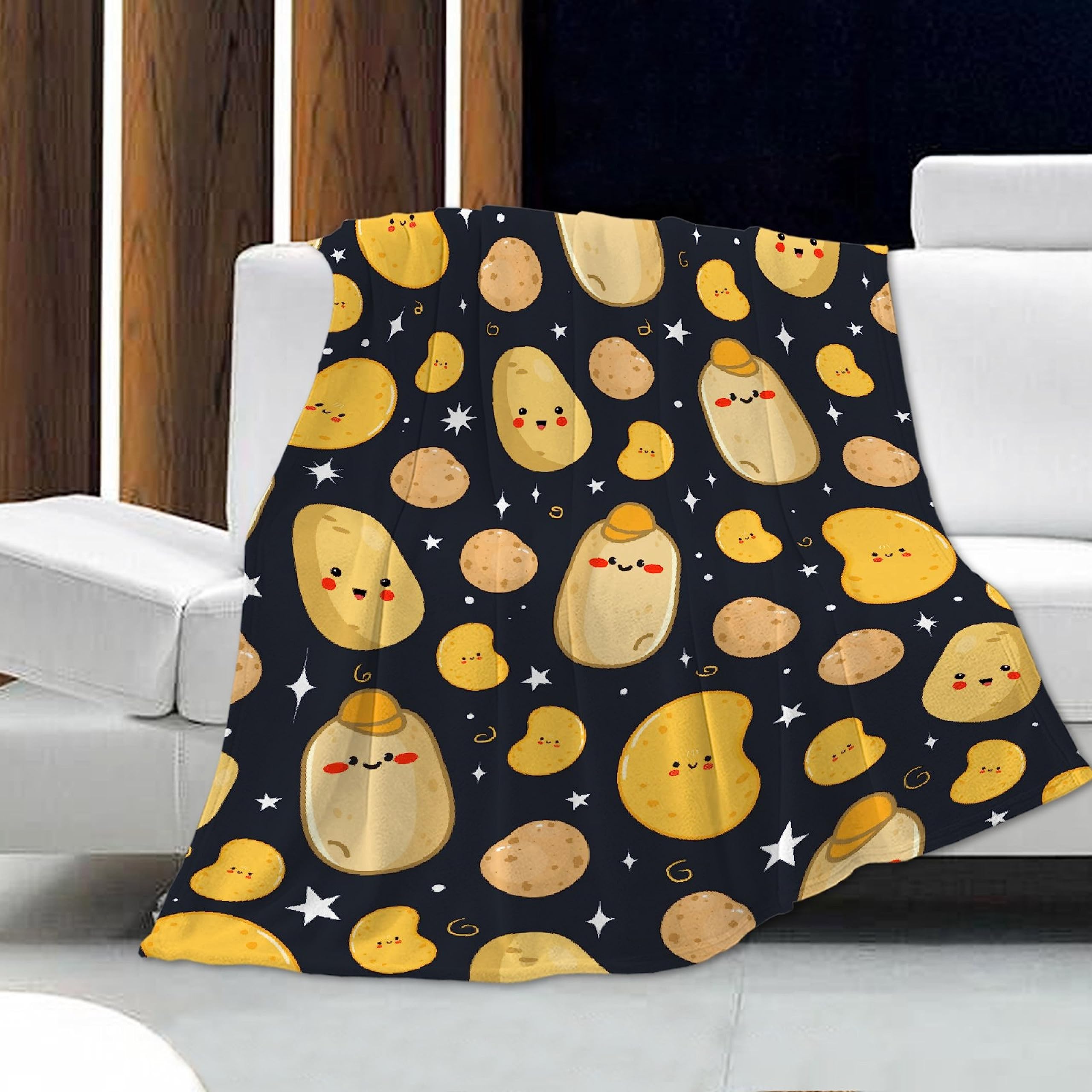 Super Soft Cozy Potato Blanket - Warm Throw for Women & Girls - 80x60 Inch Fluffy Fleece Blanket for Couch, Bed, Sofa & Office - All Season Home Decor Gift Idea - Perfect for Movie Nights, Camping & Relaxation