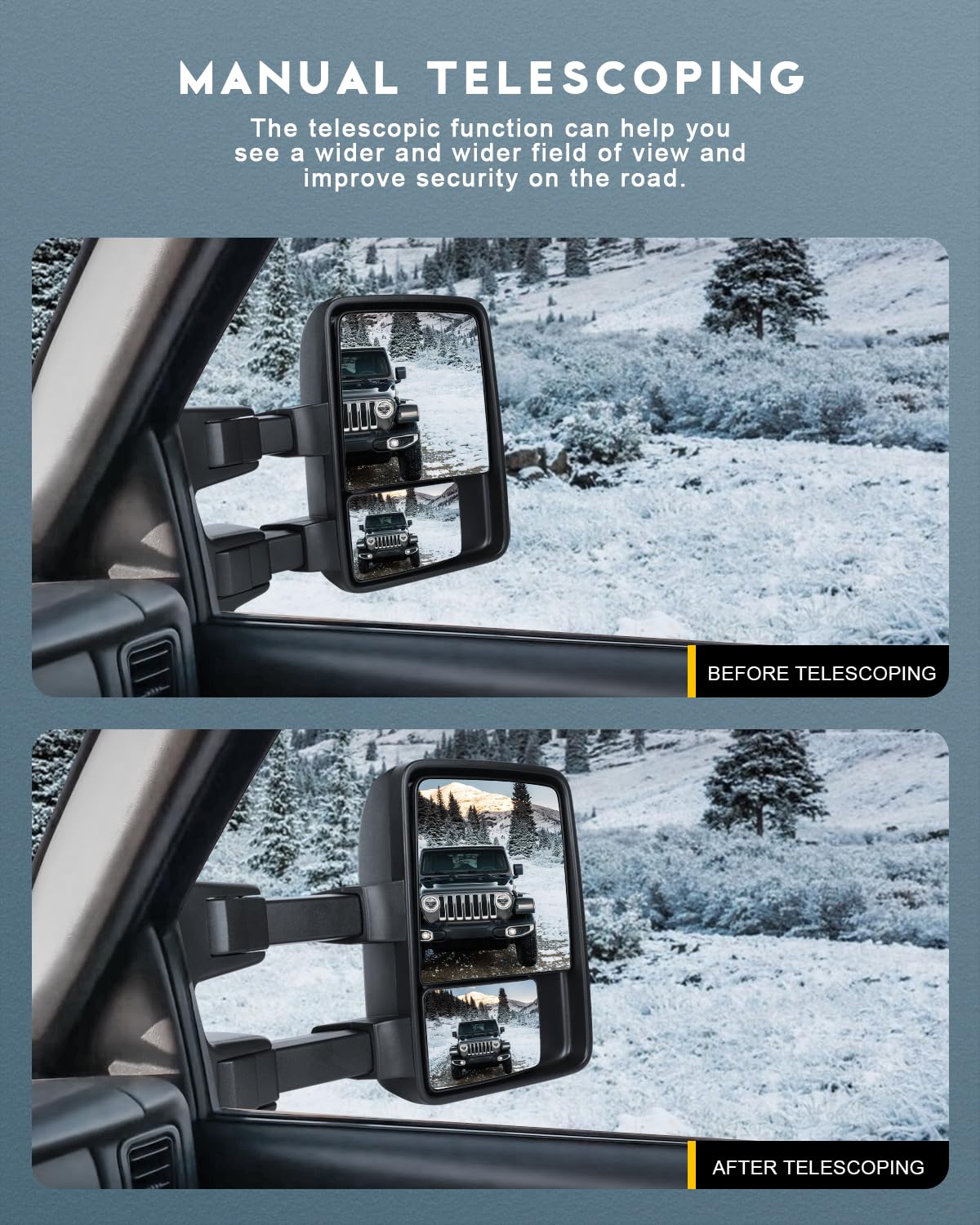 OCPTY Power Heated Towing Mirrors - Left Driver & Right Passenger Side Fit for 2004-2014 Ford F-150 Pickup Truck - Black Housing with Turn Signal & Puddle Light - Perfect for Towing, Off-Roading & Night Driving
