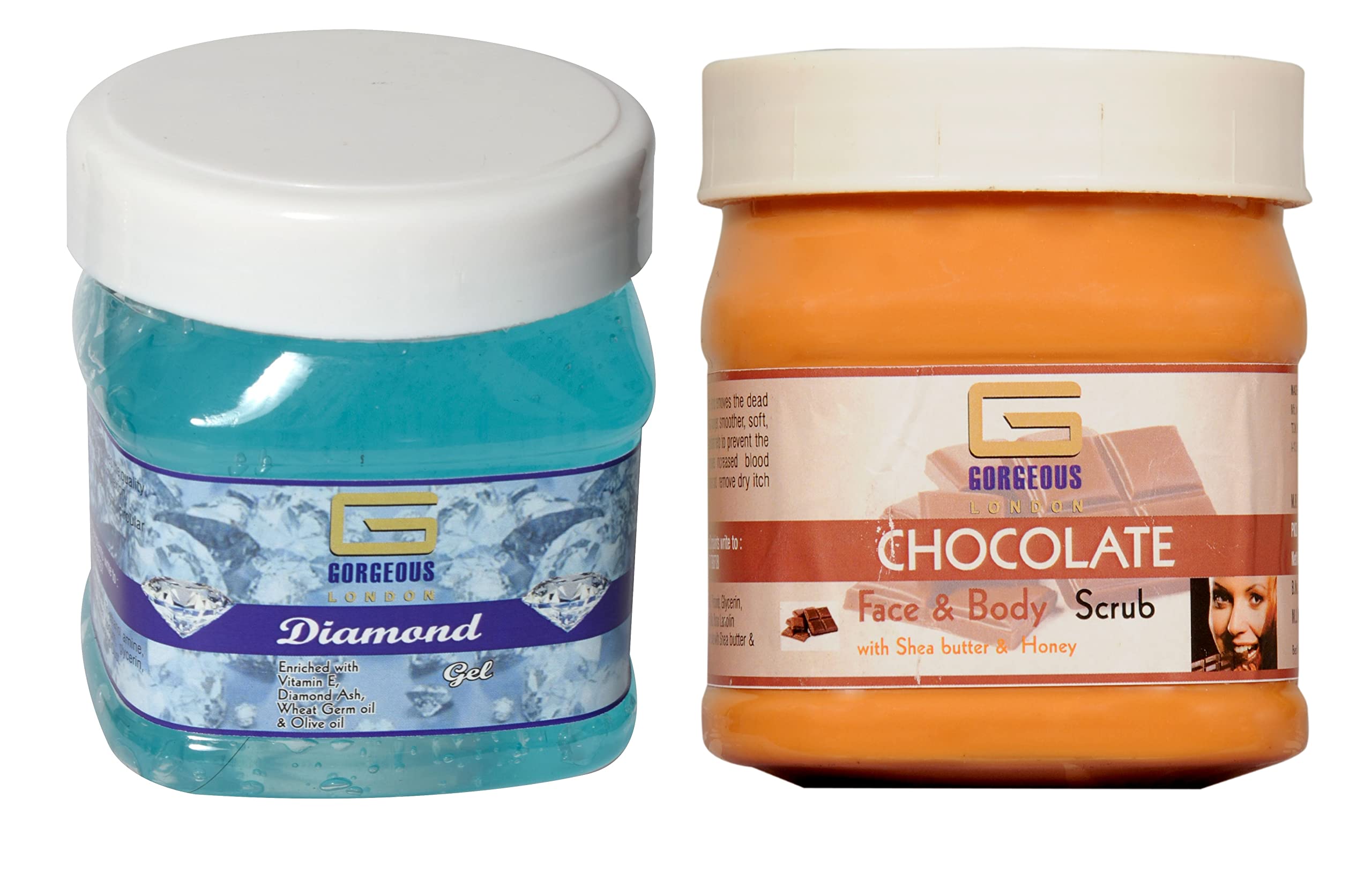 Luxury London Diamond Gel & Chocolate Body Scrub Duo (2-Pack, 450ml Each) – Exfoliating & Moisturizing for Spa Day & Self-Care Routine