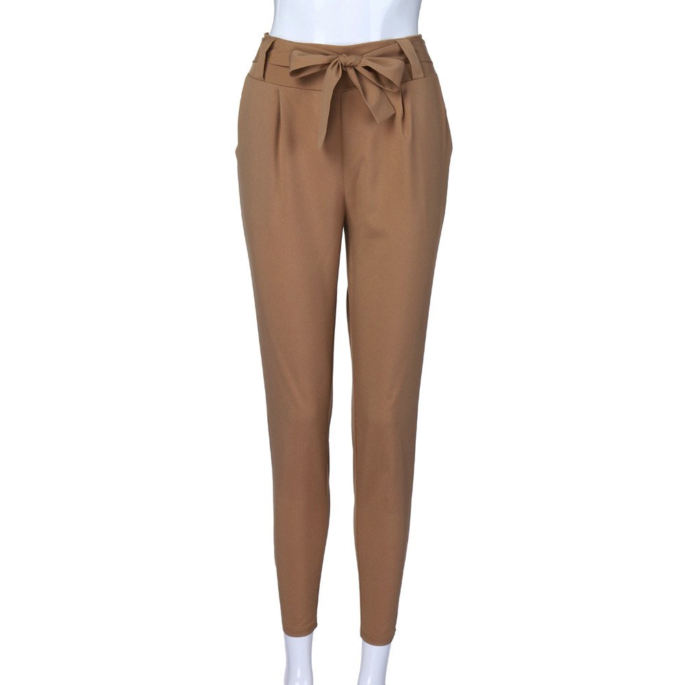 High Waist Work Pants for Women - Slim Fit Cropped Paper Bag Waist Pencil Pants with Pockets | Office, Business Casual & Everyday Wear