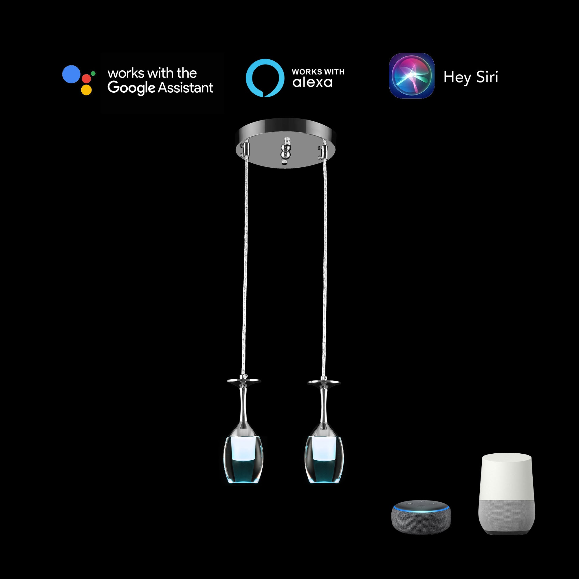 Bacchus Clear Acrylic Red Wine Glass Shaped Smart RGB Pendant Light - Modern LED Hanging Lamp for Dining Room, Bar, and Home Decor