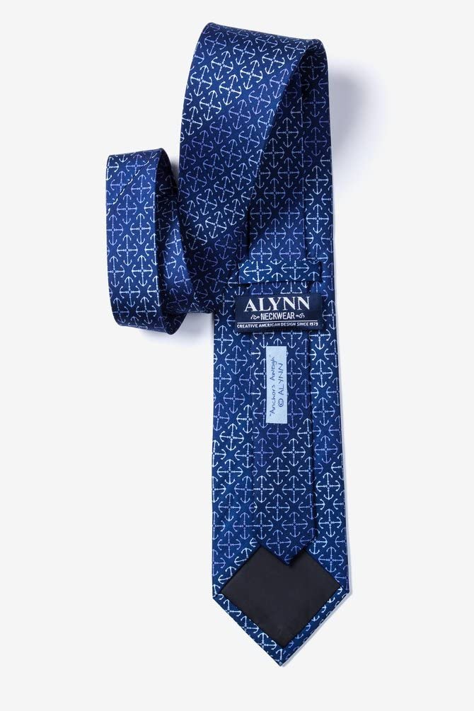Alynn Anchors Aweigh Novelty Tie - Nautical Themed Necktie for Men, Perfect for Sailor Costume, Navy Party & Maritime Events