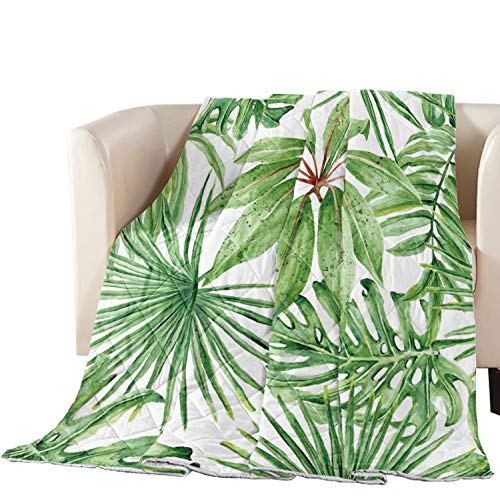 Libaoge King Size Quilted Bedspread - Premium Soft Cotton Filled Coverlet for Bed, Couch or Sofa | Green Leaves Design | Cozy Bedding for All Seasons | Perfect for Home Decor, Guest Rooms & Relaxation