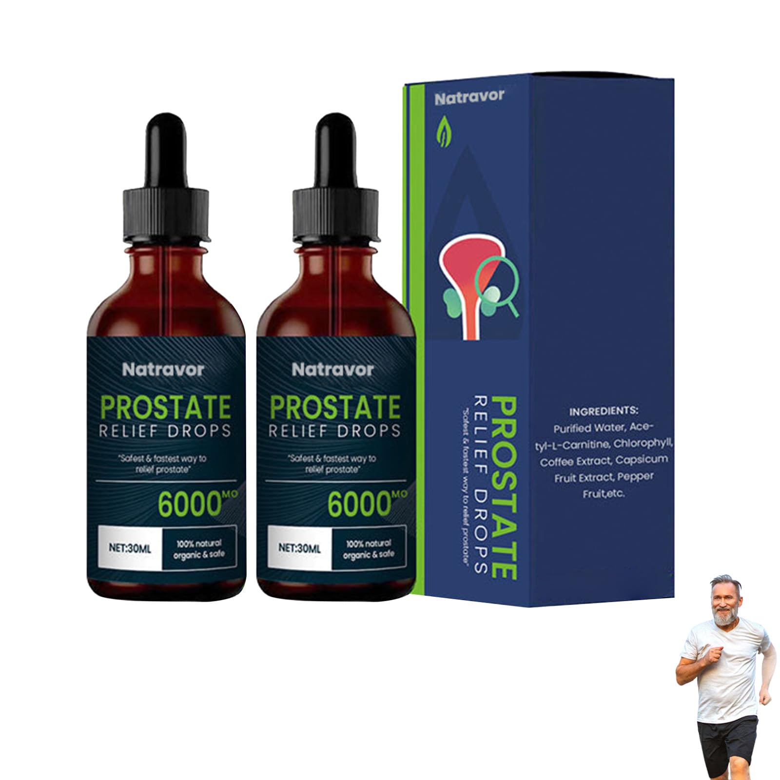 Natravor Prostate Support Drops - Natural Prostate Health Supplement for Men with Saw Palmetto & Pumpkin Seed Extract - Promotes Urinary Flow & Comfort (2 Bottles) - Ideal for Nighttime Relief & Active Lifestyle Support