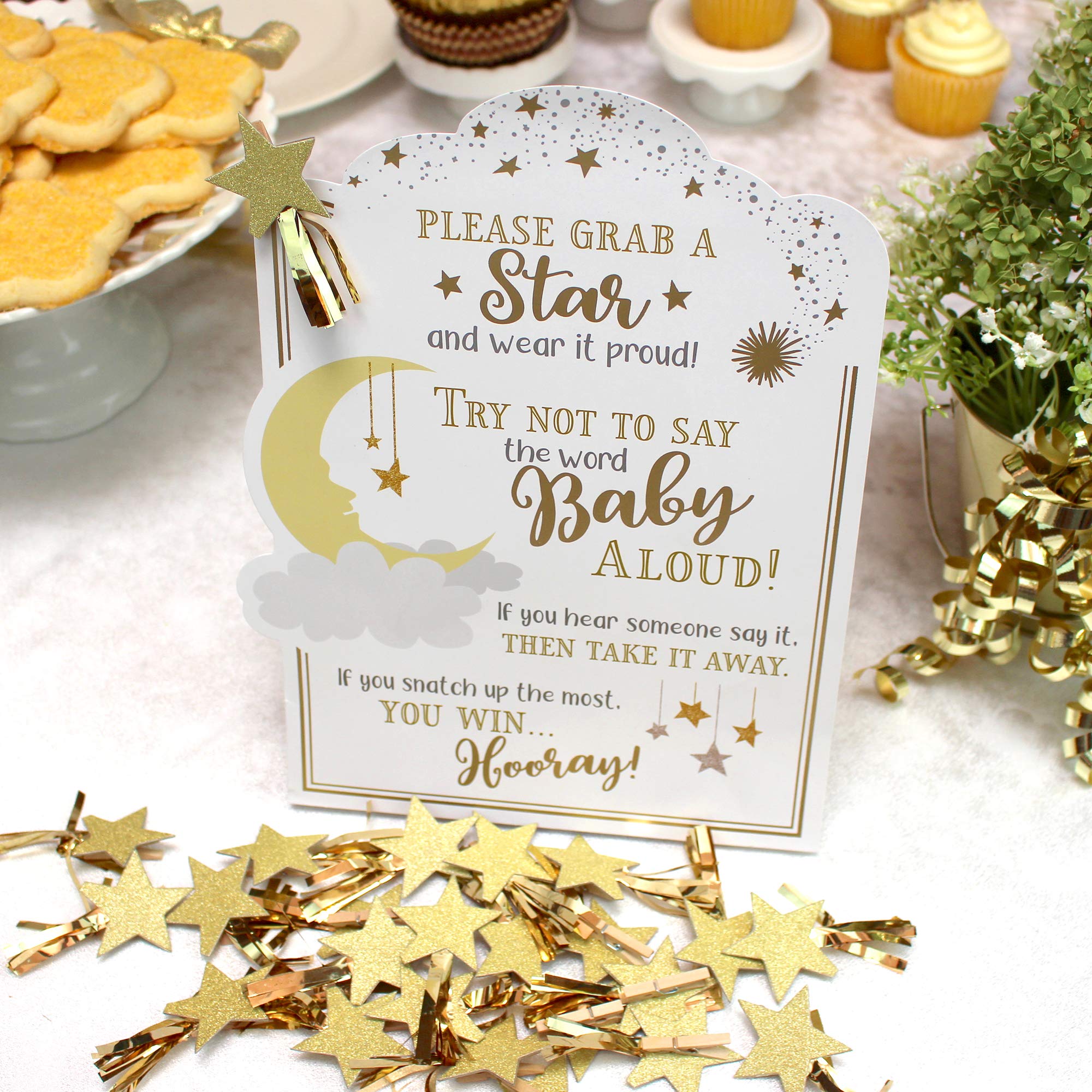 Lillian Rose Twinkle Little Star Baby Shower Game Set - Gold Glitter Baby Shower Decorations & Activities for Girls, Boys - Perfect for Gender Reveal, Nursery Decor, Newborn Celebrations