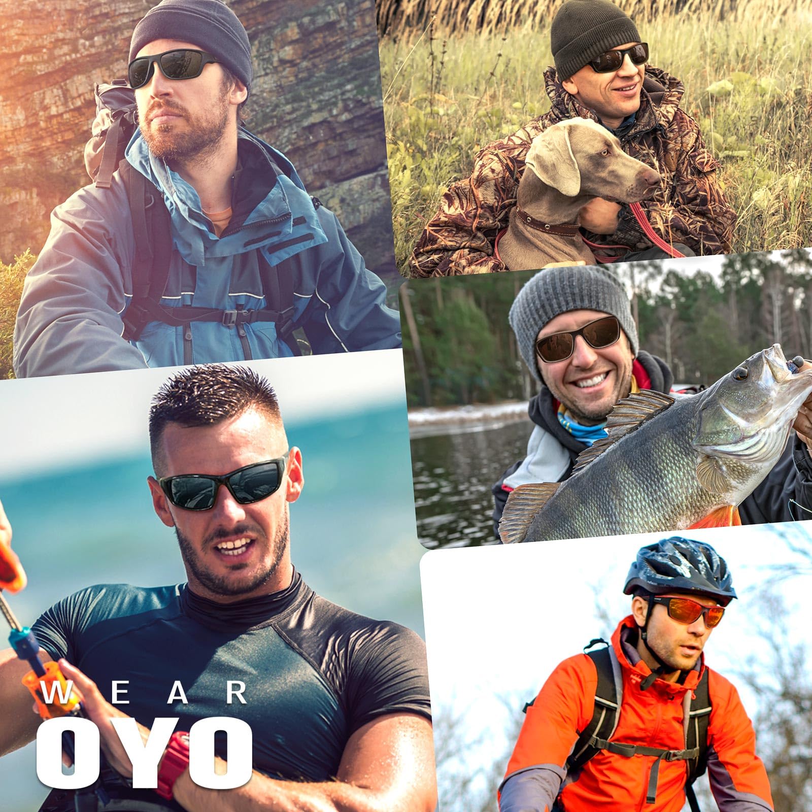 Polarized Sports Sunglasses for Men & Women - UV400 Protection Rectangular Goggles for Fishing, Driving, Running & Outdoor Activities