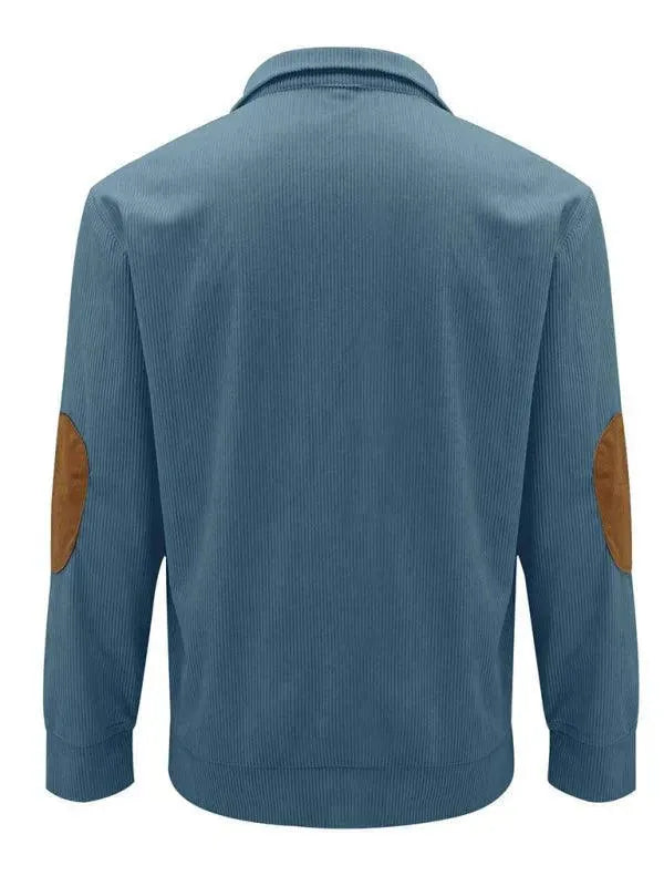 Men's Stand Collar Corduroy Sweatshirt - Comfortable Casual Pullover for Fall & Winter - Perfect for Outdoor Activities, Work and Daily Wear