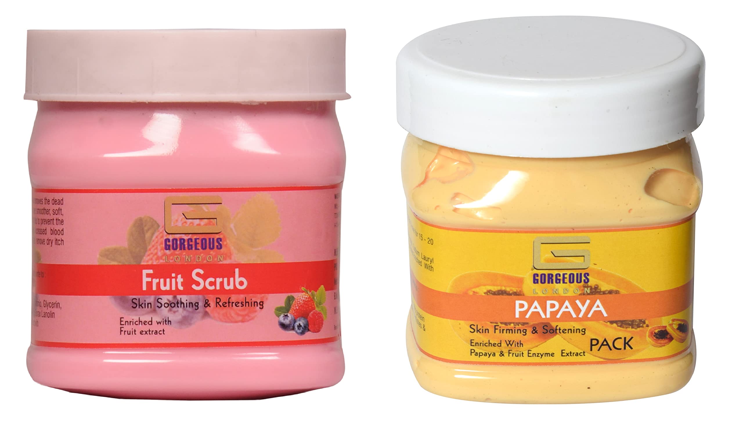 London Fruit Scrub & Papaya Pack Combo - 2 Pack (450ml Each) for Glowing Skin - Exfoliating & Brightening Face & Body Care