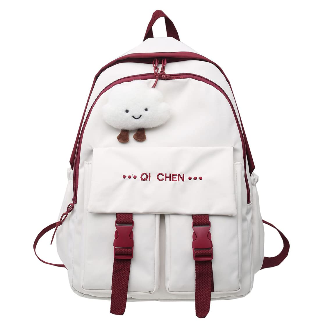 Cute Kawaii Backpack for Girls with Cloud Accessories - Aesthetic School Backpack for Teens | Perfect for School, Travel & Everyday Use