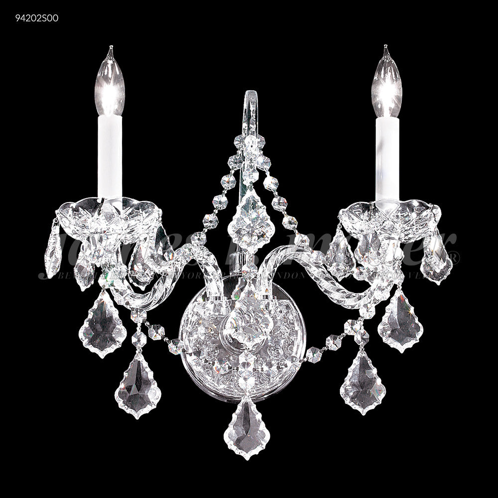 James R Moder 94202 Vienna Glass 2-Arm Wall Sconce - Elegant Lighting Fixture for Living Room, Bedroom, or Hallway Décor