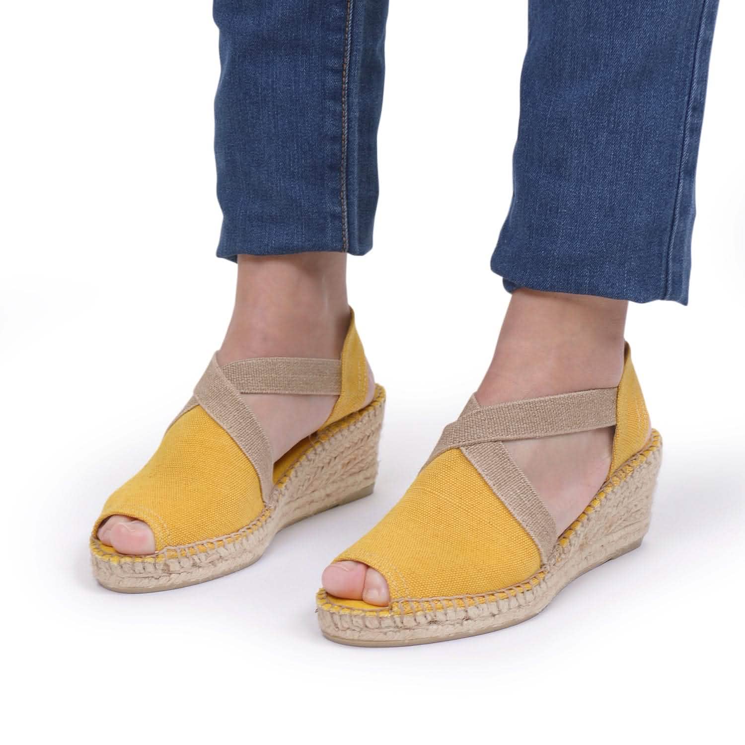 Women's Plain Canvas Wedge Espadrille Shoes - Breda V Comfortable Summer Casual Flats for Beach, Vacation & Everyday Wear