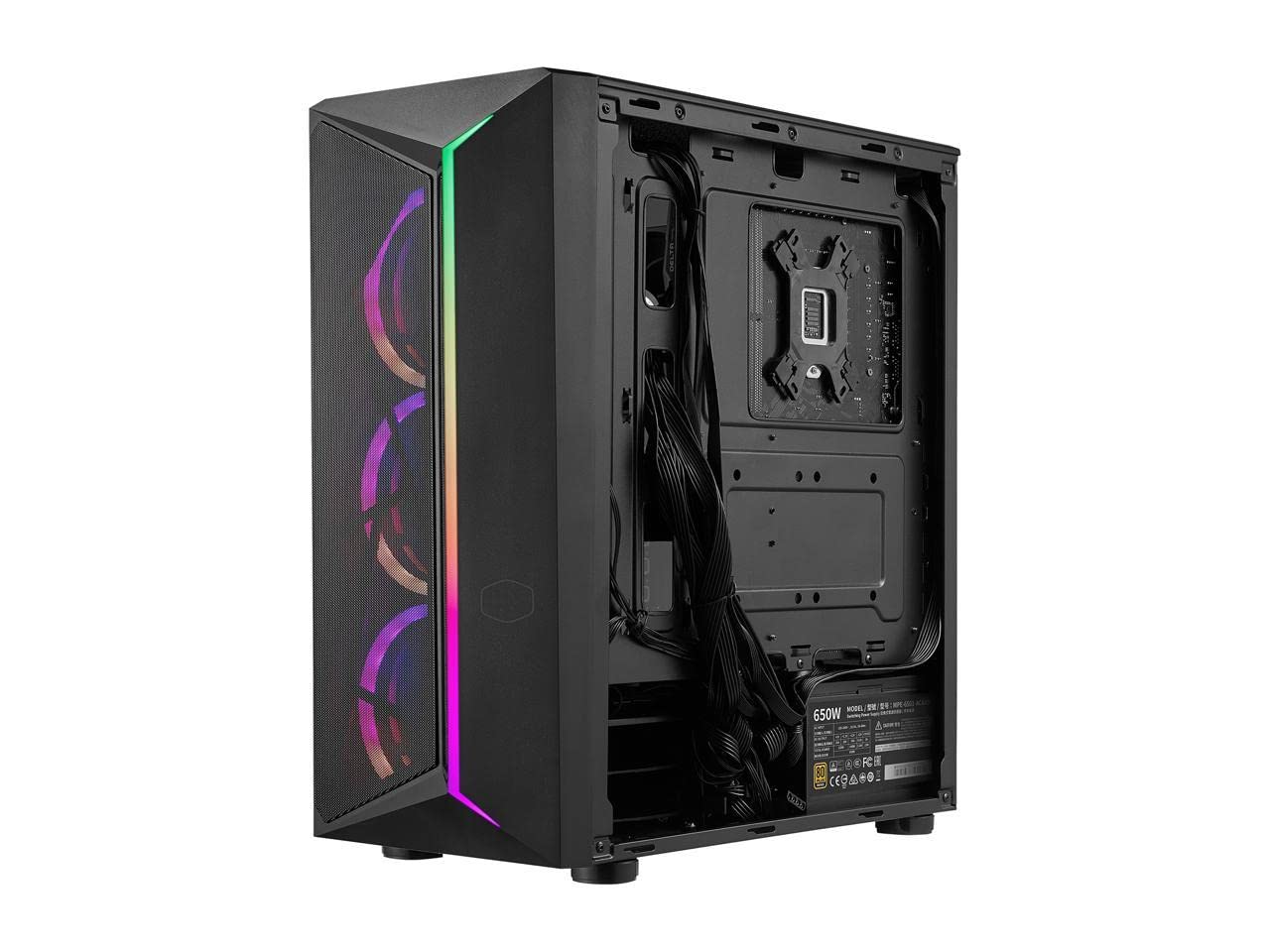 Cooler Master CMP 510 ATX Mid-Tower PC Case - Mesh Front Panel, ARGB Edge Lighting, Tempered Glass Side Panel, 3x 120mm ARGB Fans Included | Perfect for Gaming Rigs & High-Performance Builds