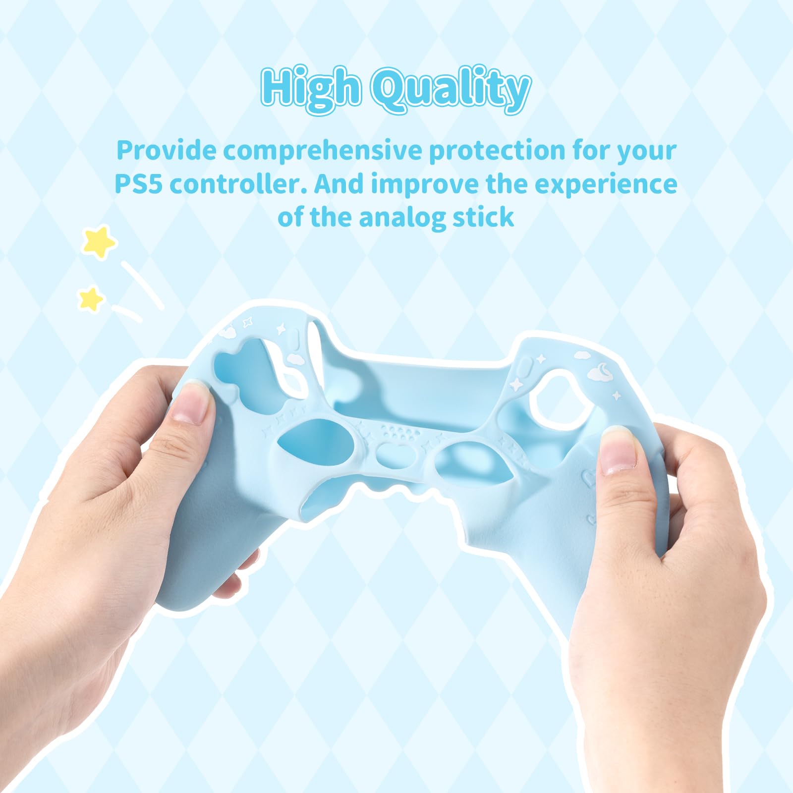 PS5 Controller Cover Skin Case - Anti-Slip Silicone Protective Cover with 2 Thumb Grip Caps & 1 Sticker - Cute Cartoon Design for PS5 Wireless Controller - Perfect for Gaming, Travel Protection and Gift Giving
