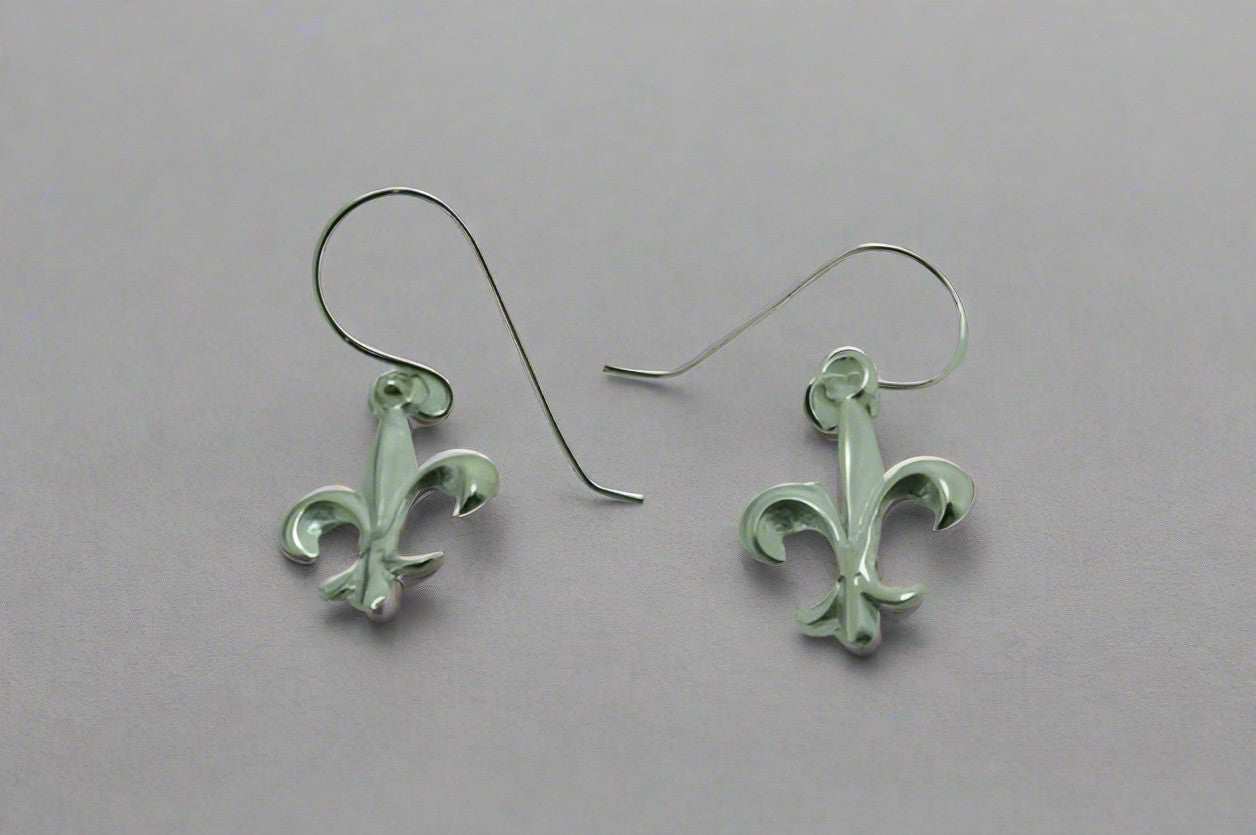 Sterling Silver Fleur de Lis Hook Earrings - Elegant French Symbol Jewelry for Women, Perfect for Parties, Weddings & Everyday Wear