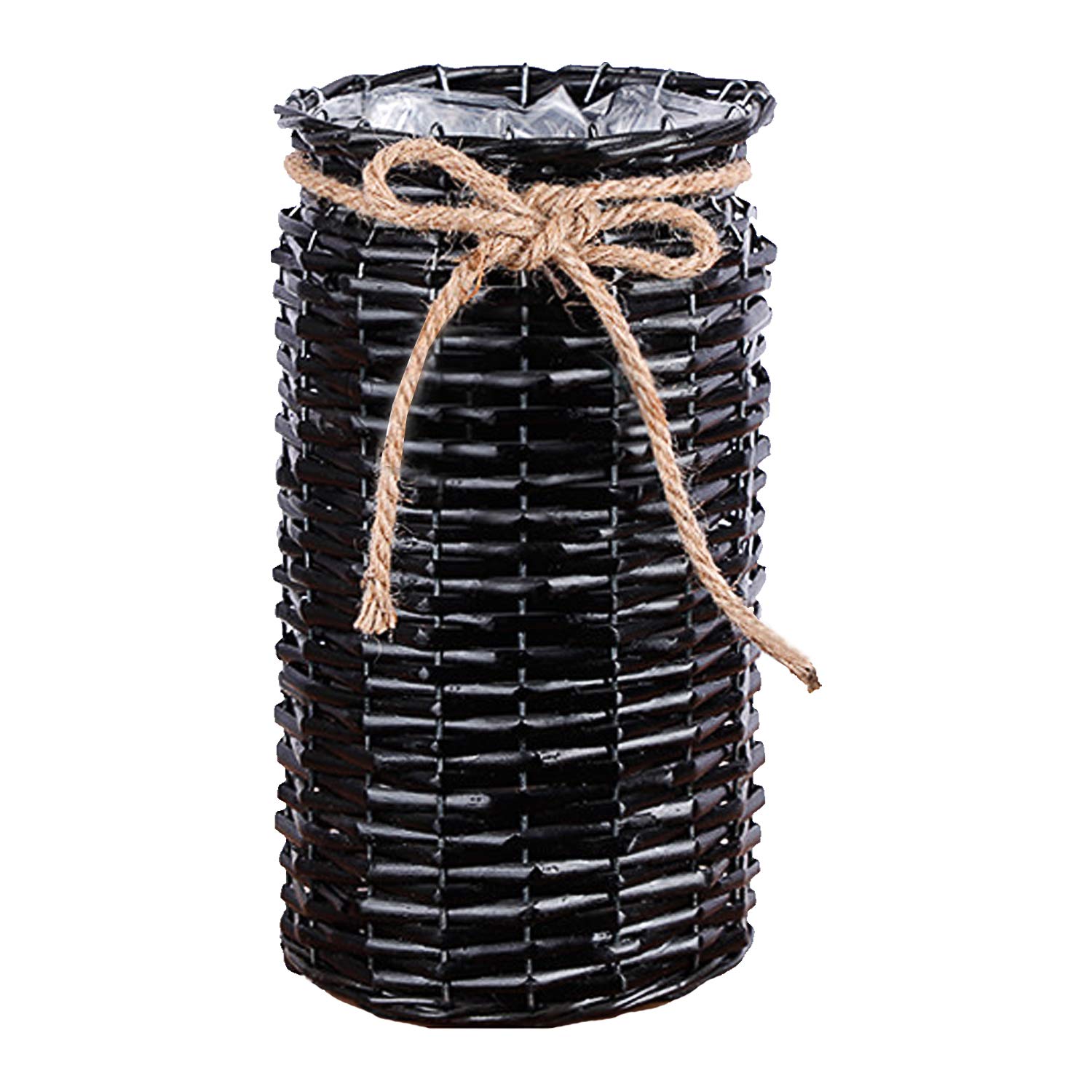 Vintage Wood Cylinder Flower Vase - Rustic Floor & Table Nesting Basket for Home Decor | Country Style Wall Decor | Perfect Gift for Women & Girls (Black) | Ideal for Living Room, Bedroom & Wedding Centerpieces