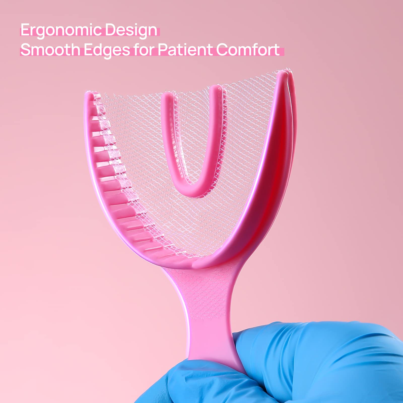 JMU Full Arch Bite Registration Trays 30 Pcs - Disposable Dental Impression Trays for Teeth Models (Pink) - Perfect for Dentists, Orthodontists & Dental Labs for Accurate Bite Registration & Impressions