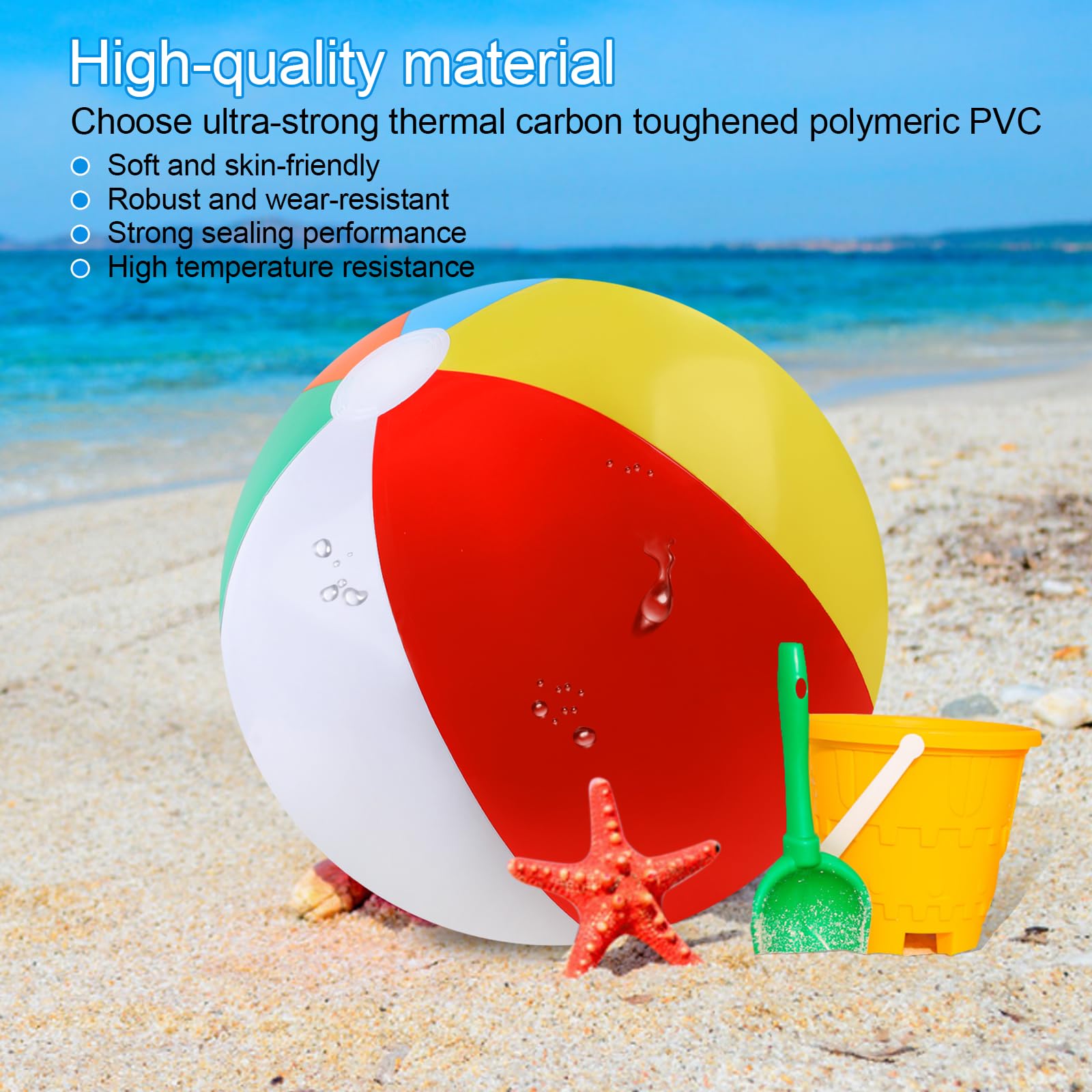 2 Pack 20 Inch Inflatable Beach Balls - Rainbow Color Pool Toys for Kids, Swimming Pool & Summer Water Games - Perfect for Beach Parties, Backyard Fun, and Outdoor Activities