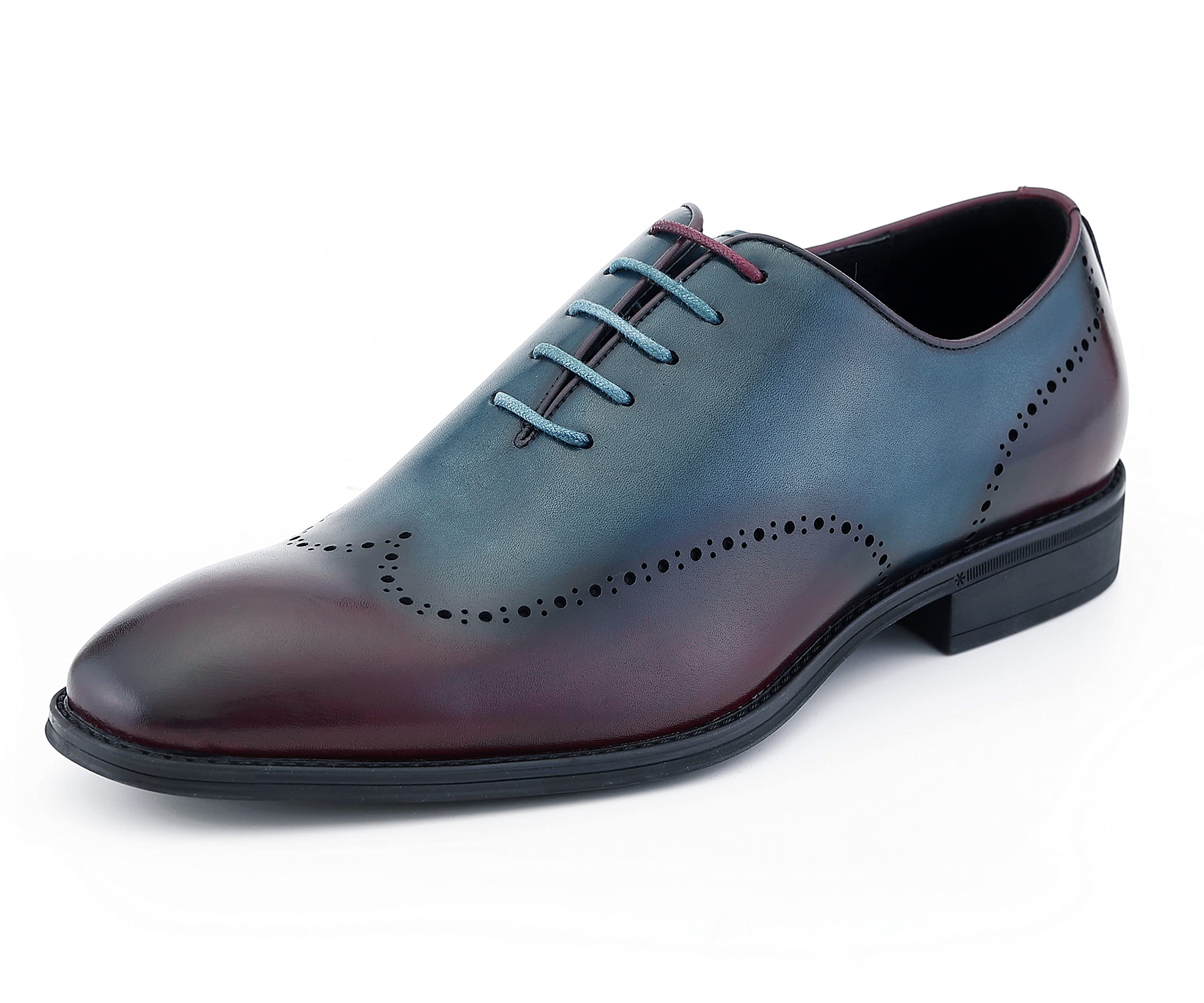 Asher Green AG100 Genuine Calf Leather Wingtip Oxford Dress Shoes for Men - Two Tone & Multi Tone Formal Business Shoes - Perfect for Office, Weddings & Special Occasions