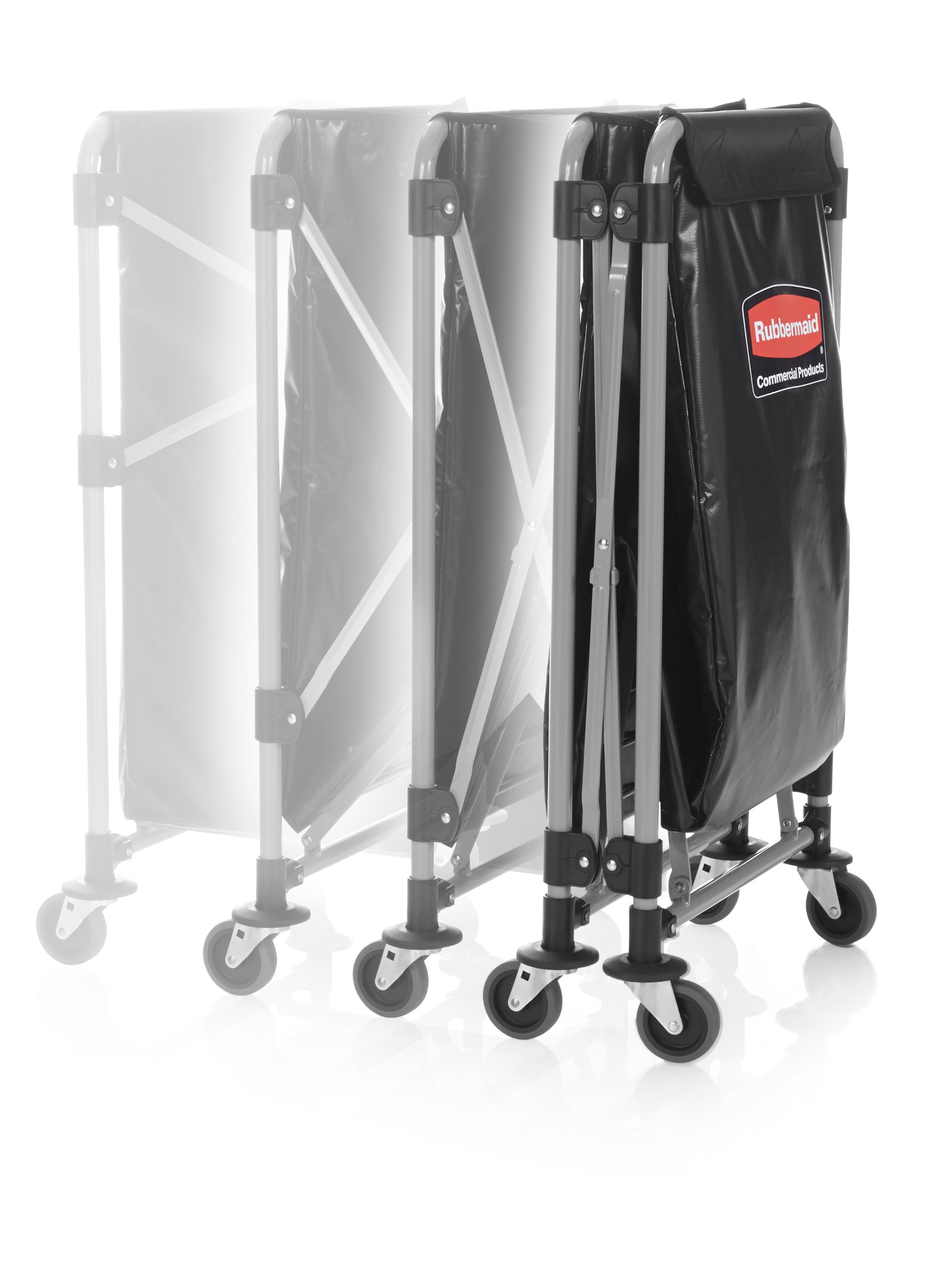 Rubbermaid Commercial Collapsible X Cart - 8 Bushel Steel Laundry Bin with Wheels for Hotel, Nursing Home, College & Home Use - Heavy Duty Utility Cart for Laundry, Supplies & Groceries - Ideal for Commercial & Residential Spaces