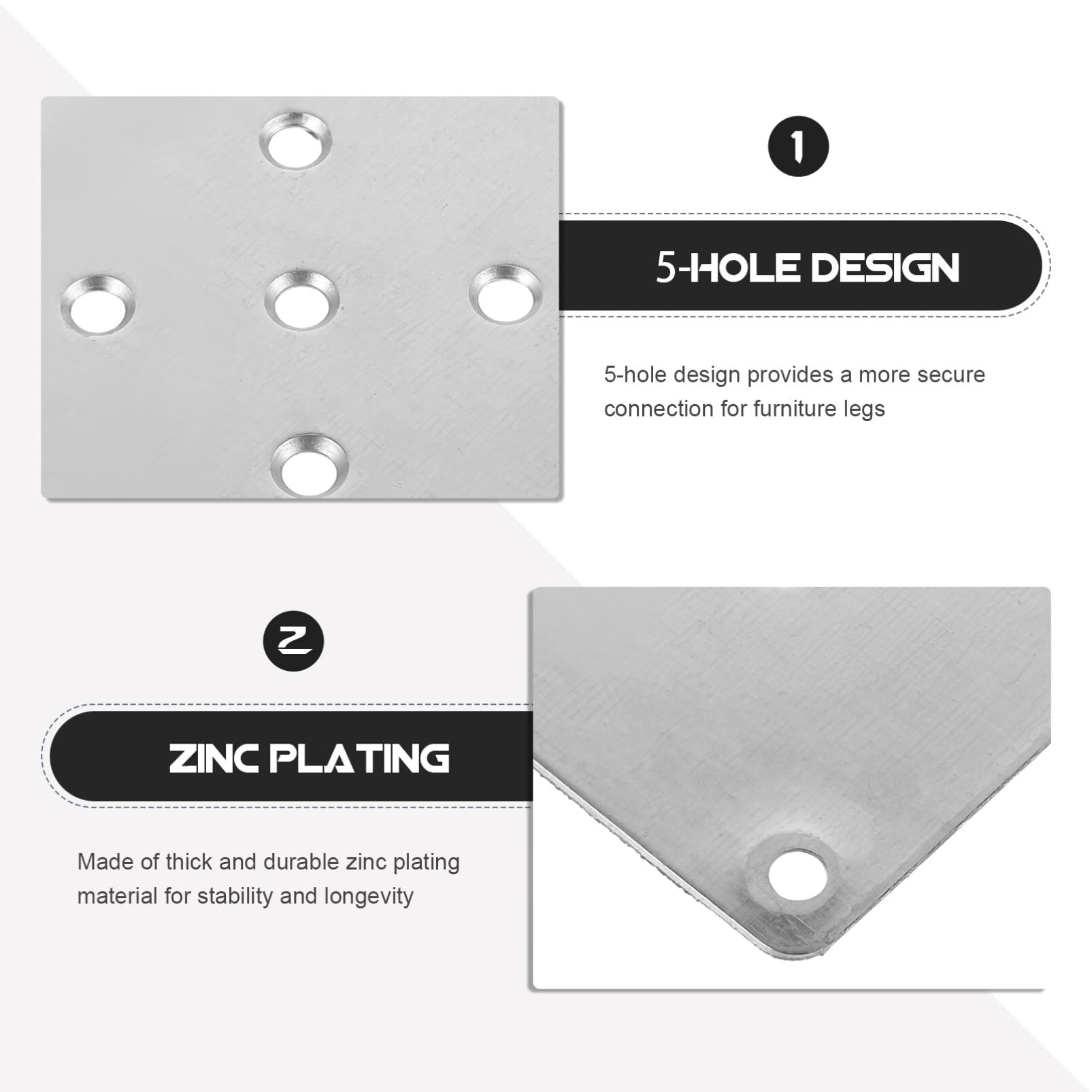 OSALADI 8-Piece Furniture Mounting Plates - Sofa Bracket, Table Leg Repair Kit, Galvanized Iron Support Sheets for Furniture Assembly & Reinforcement | Perfect for Home DIY, Furniture Repair, and Table/Chair Stabilization