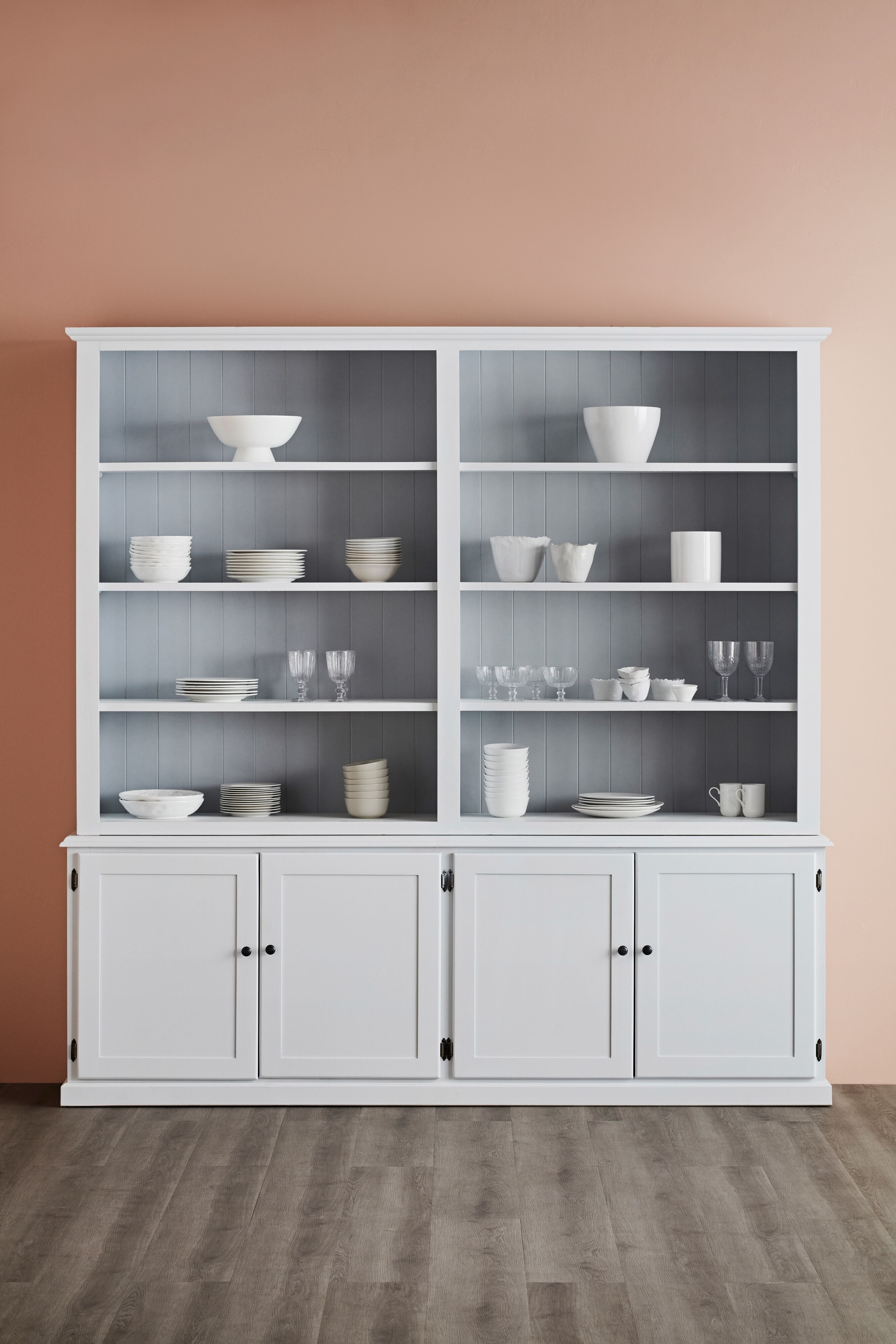 White Armand 4-Door Library Bookcase 240x240cm - Modern Storage Shelf for Living Room, Office & Study Room Organization