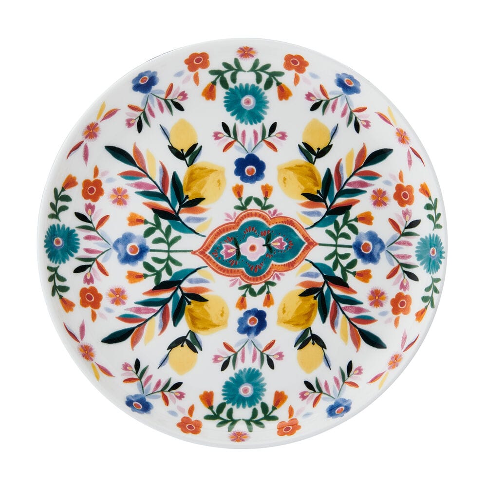 Hand-Painted Decorative Medallion Appetizer Plates - Set of 4 for Elegant Dinner Parties, Cocktail Events & Home Decor