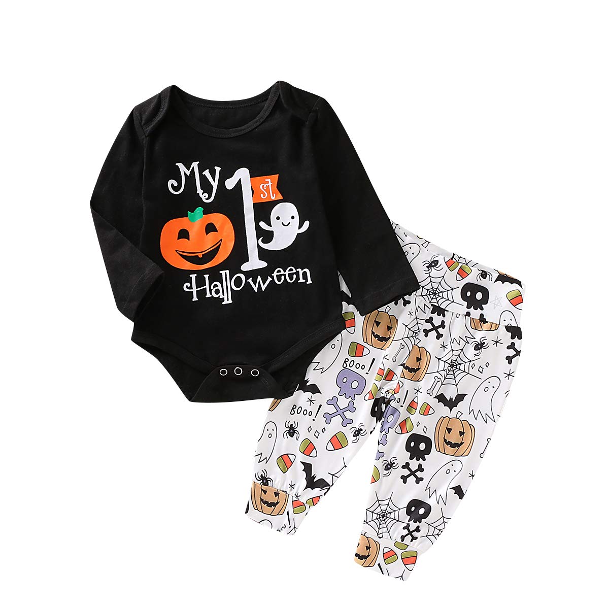 Adorable Newborn Baby Boy & Girl Halloween Costume Set - Pumpkin Bodysuit, Striped Pants & Hat (3-Piece Outfit) | Perfect for 1st Halloween, Photo Shoots & Family Costume Parties