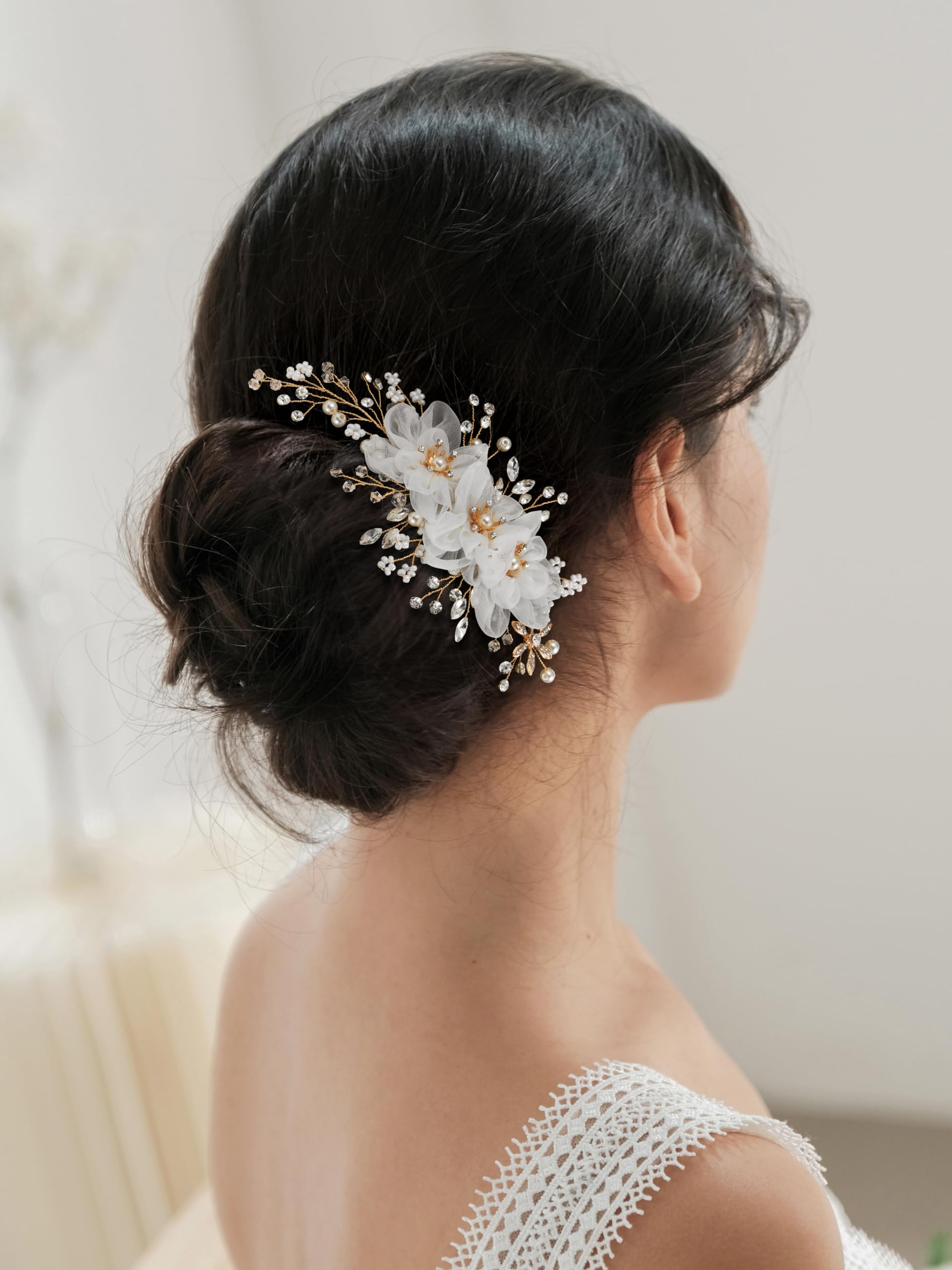 SWEETV Pearl and Leaf Hair Comb Pins - Elegant Bridal Hair Accessories for Wedding, Party, Prom | Perfect for Brides, Bridesmaids, and Special Occasions