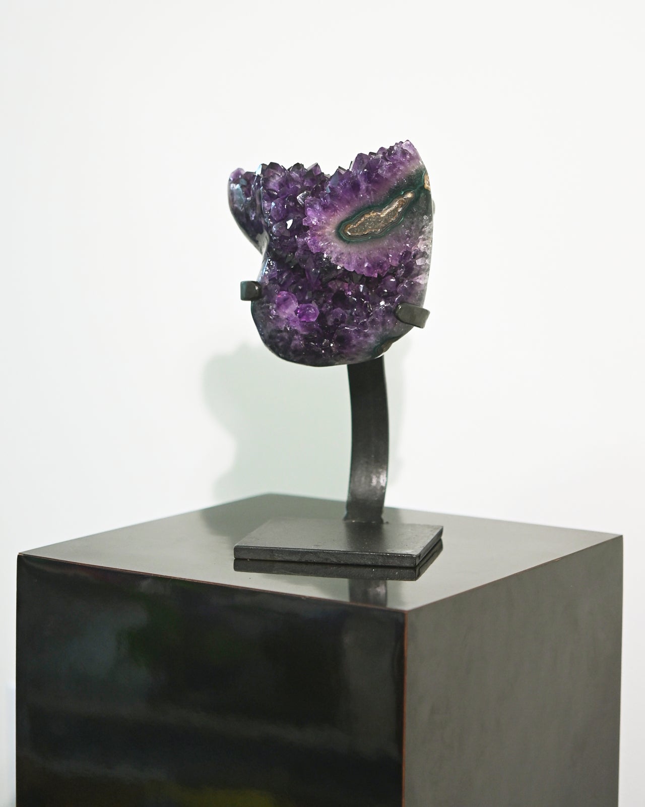 Natural Amethyst Crystal Geode on Wooden Stand - 5.2 lbs Healing Stone for Home Decor, Meditation & Spiritual Gifts | Perfect for Office Desk, Living Room & Yoga Space