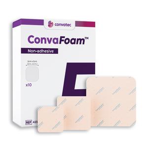 ConvaFoam Non-Adhesive Hydrofiber Foam Wound Dressing 4x4 Inches - Sterile Wound Care for Burns, Ulcers & Surgical Sites - Ideal for Home First Aid & Medical Clinics