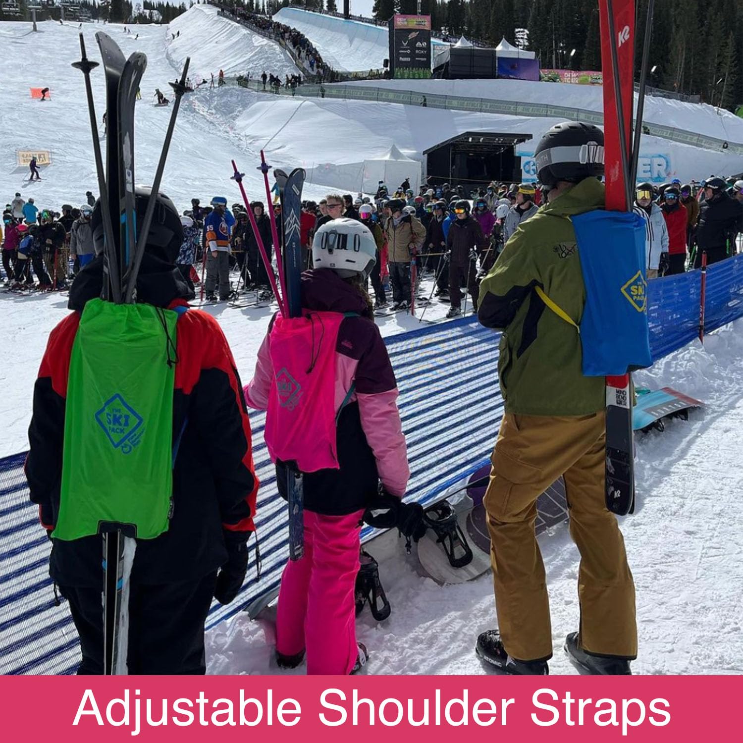 Best Ski Bag Backpack with Adjustable Straps - Lightweight Ski & Pole Carrier for Men, Women & Kids - Perfect for Family Ski Trips & Mountain Travel