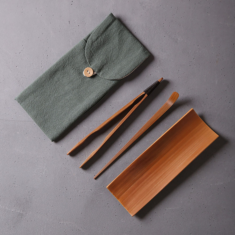 Premium Bamboo Tea Scoop with Storage Bag - Perfect for Loose Leaf Tea Brewing, Tea Ceremonies, and Home Tea Accessories