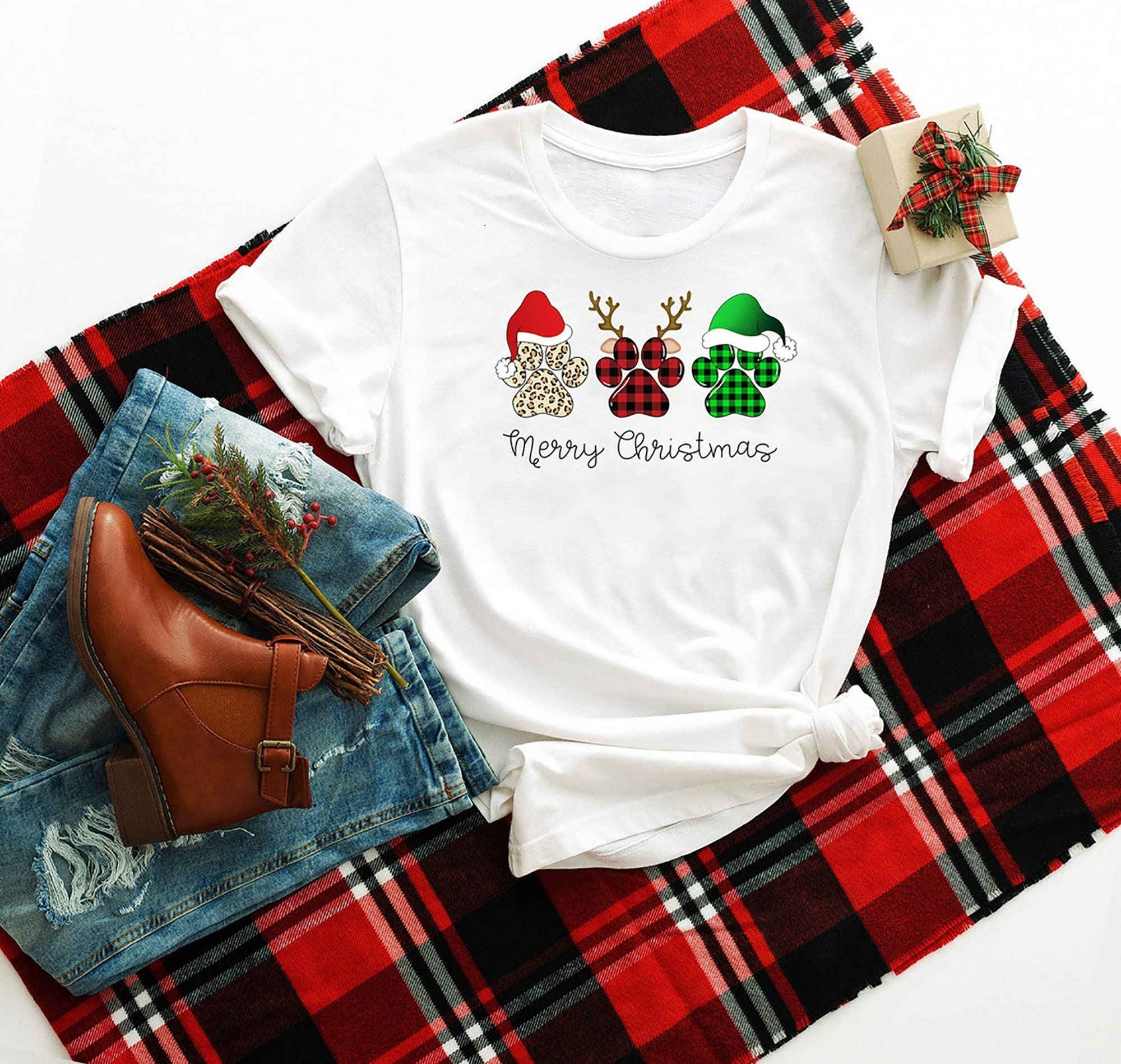 Dog Lover Christmas Shirt - Funny Holiday Pajama Top for Dog Moms, Cat Moms & Rescue Pet Parents - Festive Santa Claus Family Matching Outfit - Multi-Colored Xmas Apparel for Pet Lovers (Perfect for Christmas Photos, Family Gatherings & Cozy Holiday Nights)