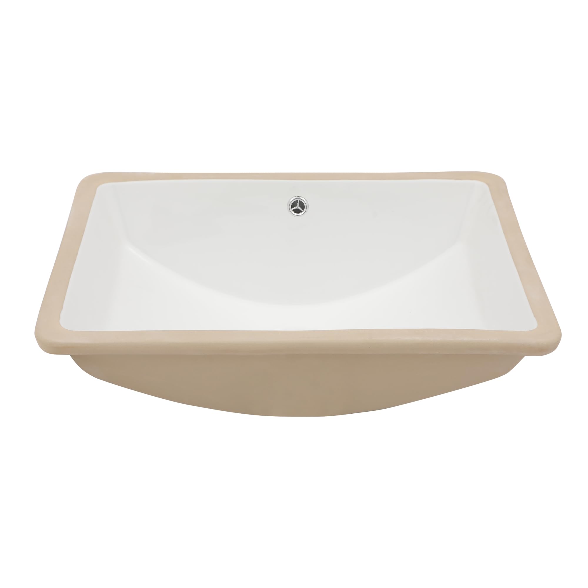 21 x 15 Inch Undermount White Ceramic Rectangular Bathroom Sink with Overflow - Modern Vessel Vanity Basin for Contemporary Bathrooms & Powder Rooms