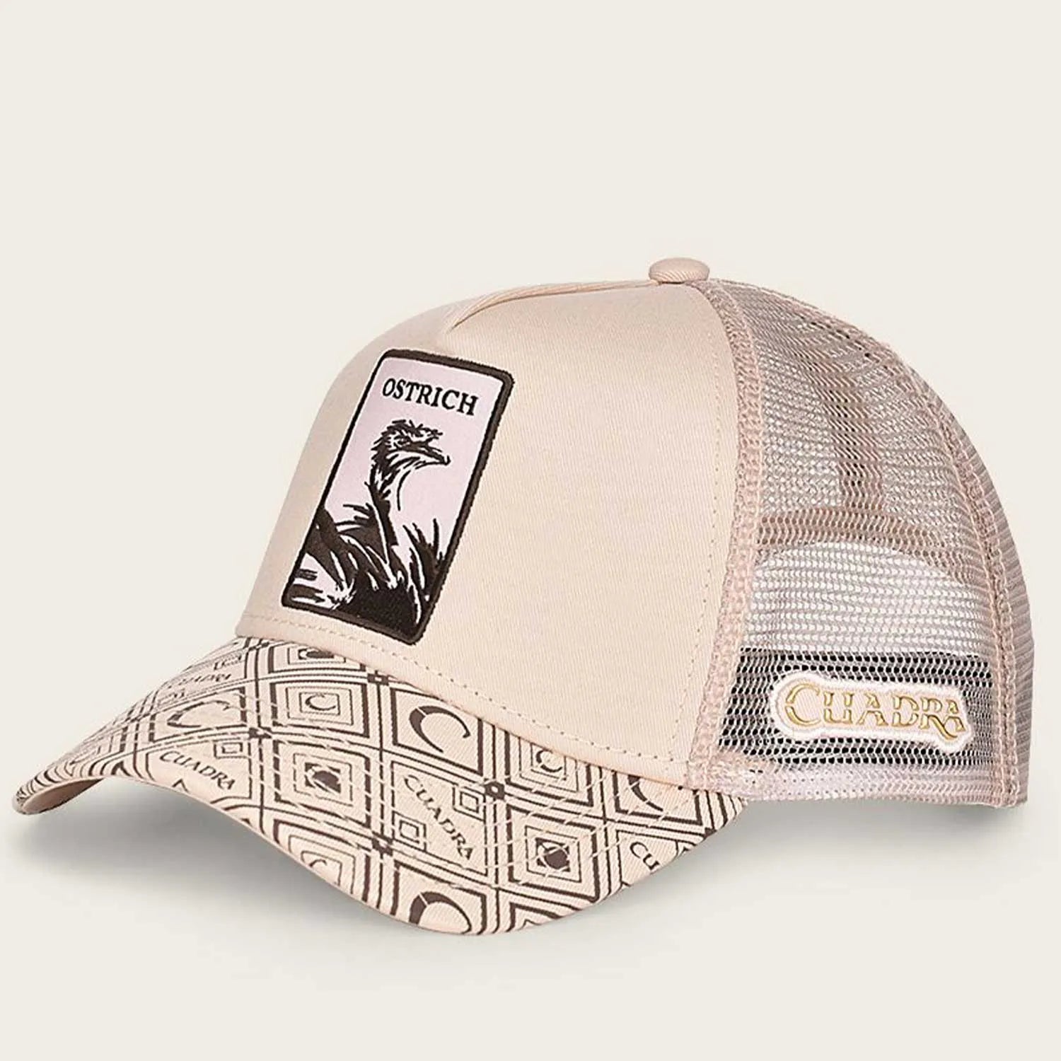 Ostrich Leather Cuadra Beige Cap for Men - Stylish & Durable Fashion Hat for Outdoor Activities, Travel & Casual Wear