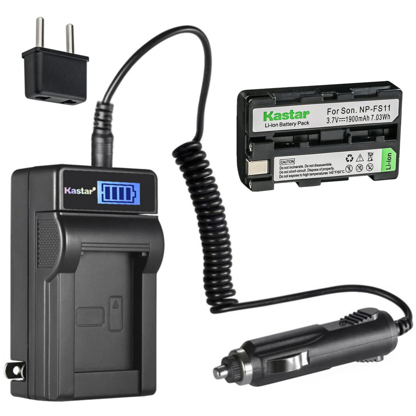 Kastar NP-FS11 Replacement Battery and LCD AC Charger for Sony DSC-F55/F55V/P1/P20/P30/P50 Digital Cameras - Perfect for Travel Photography & Vlogging